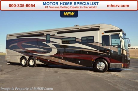 /MT &lt;a href=&quot;http://www.mhsrv.com/american-coach-rv/&quot;&gt;&lt;img src=&quot;http://www.mhsrv.com/images/sold-americancoach.jpg&quot; width=&quot;383&quot; height=&quot;141&quot; border=&quot;0&quot;/&gt;&lt;/a&gt;
Sale prices available everyday at MHSRV .com or call 800-335-6054. You&#39;ll be glad you did! New 2015 American Coach Eagle 45T Bath &amp; 1/2 Model Luxury Motor Coach Available now at Motor Home Specialist, the #1 Volume Selling Motor Home Dealership in the World. Family owned &amp; operated with upfront pricing everyday! &lt;object width=&quot;400&quot; height=&quot;300&quot;&gt;&lt;param name=&quot;movie&quot; value=&quot;http://www.youtube.com/v/fBpsq4hH-Ws?version=3&amp;amp;hl=en_US&quot;&gt;&lt;/param&gt;&lt;param name=&quot;allowFullScreen&quot; value=&quot;true&quot;&gt;&lt;/param&gt;&lt;param name=&quot;allowscriptaccess&quot; value=&quot;always&quot;&gt;&lt;/param&gt;&lt;embed src=&quot;http://www.youtube.com/v/fBpsq4hH-Ws?version=3&amp;amp;hl=en_US&quot; type=&quot;application/x-shockwave-flash&quot; width=&quot;400&quot; height=&quot;300&quot; allowscriptaccess=&quot;always&quot; allowfullscreen=&quot;true&quot;&gt;&lt;/embed&gt;&lt;/object&gt; MSRP $698,307. The 45T measures approximately 44 ft. 11.5 in. in length and is highlighted by a full wall slide, spacious living, king size memory foam mattress, master suite as well as the beautiful decor that truly sets the new 2015 American Coach Eagle apart. Optional equipment includes a exterior TV, Wingard in-motion satellite, dishwasher, expandable L-sofa, waste management pump with power water hose reel, ipad, power shade package, insta-hot water system, heated tile floor, (2) slide-out cargo trays and a power cord reel. Just a few of the additional highlights found in the American Coach Eagle include the Liberty Chassis from Freightliner, a 600 HP Cummins diesel engine, a one piece fiberglass roof, independent front suspension, beautiful full body paint with front mask protection, adjustable pedals, ATC, driver&#39;s side power window, Aqua Hot heating system, (3) roof A/C units, Pure-Sine wave inverter, electric power cord reel, multi-plex switching, air and hydraulic leveling systems, 10KW diesel generator with power slide-out, auto generator start, air latch avionics entry door, state of the art dash design, surge guard and much more. For additional coach information, brochures, window sticker, videos, photos, American Coach reviews &amp; testimonials, additional information about *Motor Home Specialist and what makes us #1, as well as more about the REV Group please visit us at MHSRV .com or call 800-335-6054. At Motor Home Specialist we DO NOT charge any prep or orientation fees like you will find at other dealerships. All sale prices include a 200 point inspection, interior and exterior wash &amp; detail of vehicle, a thorough coach orientation with an MHS technician, an RV Starter&#39;s kit, a night stay in our delivery park featuring landscaped and covered pads with full hook-ups and much more. Free airport shuttle available with purchase for out-of-town buyers. WHY PAY MORE?... WHY SETTLE FOR LESS? 