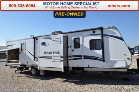 /TX 1/18/16 &lt;a href=&quot;http://www.mhsrv.com/travel-trailers/&quot;&gt;&lt;img src=&quot;http://www.mhsrv.com/images/sold-traveltrailer.jpg&quot; width=&quot;383&quot; height=&quot;141&quot; border=&quot;0&quot;/&gt;&lt;/a&gt;
Used KZ Travel Trailer RV for Sale- 2014 KZ Sport Trek ST320VIK is 33 feet in length with 3 slides, power patio awning, gas/electric water heater, pass-thru storage, aluminum wheels, black tank rinsing system, exterior shower, roof ladder, exterior speakers, sofa with sleeper, booth converts to sleeper, night shades, kitchen island, microwave, 3 burner range with oven, sink covers, all in 1 bath, bunk beds, ducted A/C and much more. For additional information and photos please visit Motor Home Specialist at www.MHSRV.com or call 800-335-6054.