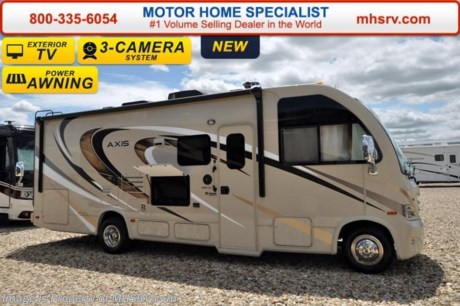 /SOLD 7/25/16     Family Owned &amp; Operated and the #1 Volume Selling Motor Home Dealer in the World as well as the #1 Thor Motor Coach Dealer in the World.  Thor Motor Coach has done it again with the world&#39;s first RUV! (Recreational Utility Vehicle) Check out the all new 2017 Thor Motor Coach Axis RUV Model 25.4 with Slide-Out Room! MSRP $104,837. The Axis combines Style, Function, Affordability &amp; Innovation like no other RV available in the industry today! It is powered by a Ford Triton V-10 engine and built on the Ford E-450 Super Duty chassis providing a lower center of gravity and ease of drivability normally found only in a class C RV, but now available in this mini class A motorhome measuring approximately 27 feet in length. Taking superior drivability even one step further, the Axis will also feature something normally only found in a high-end luxury diesel pusher motor coach... an Independent Front Suspension system! With a style all its own the Axis will provide superior handling and fuel economy and appeal to couples &amp; family RVers as well. You will also find a full size power drop down loft above the cockpit, booth dinette, slide, flip-up countertop, spacious living room and even pass-through exterior storage. Optional equipment includes the HD-Max colored sidewalls and graphics, 12V attic fan, 3 burner range with oven, upgraded 15.0 BTU A/C and heated holding tanks with heat pads. You will also be pleased to find a host of feature appointments that include tinted and frameless windows, exterior TV, bedroom TV, second auxiliary battery, a power patio awning with LED lights, convection microwave (N/A with oven option), 3 burner cooktop, living room TV, LED ceiling lights, Onan 4000 generator, water heater, power and heated mirrors with integrated side-view cameras, back-up camera, 8,000 lb. trailer hitch, cabinet doors with designer door fronts and a spacious cockpit design with unparalleled visibility.  For additional coach information, brochures, window sticker, videos, photos, Axis reviews, testimonials as well as additional information about Motor Home Specialist and our manufacturers&#39; please visit us at MHSRV .com or call 800-335-6054. At Motor Home Specialist we DO NOT charge any prep or orientation fees like you will find at other dealerships. All sale prices include a 200 point inspection, interior and exterior wash &amp; detail of vehicle, a thorough coach orientation with an MHS technician, an RV Starter&#39;s kit, a night stay in our delivery park featuring landscaped and covered pads with full hook-ups and much more. Free airport shuttle available with purchase for out-of-town buyers. WHY PAY MORE?... WHY SETTLE FOR LESS? 
