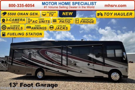 /CA 6-8-16 &lt;a href=&quot;http://www.mhsrv.com/thor-motor-coach/&quot;&gt;&lt;img src=&quot;http://www.mhsrv.com/images/sold-thor.jpg&quot; width=&quot;383&quot; height=&quot;141&quot; border=&quot;0&quot;/&gt;&lt;/a&gt;
Family Owned &amp; Operated and the #1 Volume Selling Motor Home Dealer in the World as well as the #1 Thor Motor Coach Dealer in the World. &lt;object width=&quot;400&quot; height=&quot;300&quot;&gt;&lt;param name=&quot;movie&quot; value=&quot;http://www.youtube.com/v/fBpsq4hH-Ws?version=3&amp;amp;hl=en_US&quot;&gt;&lt;/param&gt;&lt;param name=&quot;allowFullScreen&quot; value=&quot;true&quot;&gt;&lt;/param&gt;&lt;param name=&quot;allowscriptaccess&quot; value=&quot;always&quot;&gt;&lt;/param&gt;&lt;embed src=&quot;http://www.youtube.com/v/fBpsq4hH-Ws?version=3&amp;amp;hl=en_US&quot; type=&quot;application/x-shockwave-flash&quot; width=&quot;400&quot; height=&quot;300&quot; allowscriptaccess=&quot;always&quot; allowfullscreen=&quot;true&quot;&gt;&lt;/embed&gt;&lt;/object&gt;
MSRP $191,206. New 2017 Thor Motor Coach Outlaw Toy Hauler. Model 37BG features a garage measuring over 13 feet, a slide-out room, dual sleeper sofas in the rear that fold into a queen bed, Ford 26-Series chassis with Triton V-10 engine, frameless windows, high polished aluminum wheels, residential refrigerator, electric rear patio awning, roller shades on the driver &amp; passenger windows, as well as drop down ramp door with spring assist &amp; railing for patio use. New featured updates for 2017 include an auxiliary fuel filling station with separate tank, performance headlights, &quot;Anti-Gravity&quot; rear ramp doors with key activated release, Morryde Snap-In patio rail system, new rear cap with LED brake lights and a microwave with stainless steel finish. Options include the beautiful full body exterior, bug screen curtain in garage and frameless dual pane windows. The Outlaw toy hauler RV has an incredible list of standard features including beautiful wood &amp; interior decor packages, LED TVs including an exterior entertainment center, (3) A/C units, Bluetooth enable coach radio system with exterior speakers, power patio awing with integrated LED lighting, dual side entrance doors, 1-piece windshield, a 5500 Onan generator, 3 camera monitoring system, automatic leveling system, Soft Touch leather furniture, day/night shades and much more. For additional coach information, brochures, window sticker, videos, photos, Outlaw reviews, testimonials as well as additional information about Motor Home Specialist and our manufacturers&#39; please visit us at MHSRV .com or call 800-335-6054. At Motor Home Specialist we DO NOT charge any prep or orientation fees like you will find at other dealerships. All sale prices include a 200 point inspection, interior and exterior wash &amp; detail of vehicle, a thorough coach orientation with an MHS technician, an RV Starter&#39;s kit, a night stay in our delivery park featuring landscaped and covered pads with full hookups and much more. Free airport shuttle available with purchase for out-of-town buyers. WHY PAY MORE?... WHY SETTLE FOR LESS?  