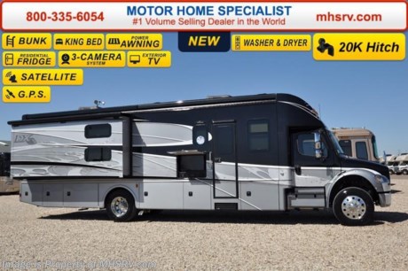 /OK 6/28 &lt;a href=&quot;http://www.mhsrv.com/other-rvs-for-sale/dynamax-rv/&quot;&gt;&lt;img src=&quot;http://www.mhsrv.com/images/sold-dynamax.jpg&quot; width=&quot;383&quot; height=&quot;141&quot; border=&quot;0&quot; /&gt;&lt;/a&gt;Family Owned &amp; Operated and the #1 Volume Selling Motor Home Dealer in the World as well as the #1 Dynamax DX3 Dealer in the World.  &lt;object width=&quot;400&quot; height=&quot;300&quot;&gt;&lt;param name=&quot;movie&quot; value=&quot;http://www.youtube.com/v/fBpsq4hH-Ws?version=3&amp;amp;hl=en_US&quot;&gt;&lt;/param&gt;&lt;param name=&quot;allowFullScreen&quot; value=&quot;true&quot;&gt;&lt;/param&gt;&lt;param name=&quot;allowscriptaccess&quot; value=&quot;always&quot;&gt;&lt;/param&gt;&lt;embed src=&quot;http://www.youtube.com/v/fBpsq4hH-Ws?version=3&amp;amp;hl=en_US&quot; type=&quot;application/x-shockwave-flash&quot; width=&quot;400&quot; height=&quot;300&quot; allowscriptaccess=&quot;always&quot; allowfullscreen=&quot;true&quot;&gt;&lt;/embed&gt;&lt;/object&gt;
MSRP $309,125. 2017 DynaMax DX3 model 37BH with 2 slides &amp; bunks. Perhaps the most luxurious yet affordable Super C motor home on the market! Features include the exclusive D-Max design which maximizes structural integrity &amp; stability, Blistein oversized shock absorbers, newly designed aerodynamic fiberglass front &amp; rear caps, vacuum-Laminated 2&quot; insulated floor, one-piece fiberglass roof, Roto-Formed ribbed storage compartments, side-hinged aluminum compartment doors with paddle latches, integrated Carefree Mirage roof-mounted awnings with LED lighting, heavy duty electric triple series 25 entry step, clear vision frameless windows, Aqua-Hot Hydronic System, Sani-Con emptying system with macerating pump, luxurious porcelain tile flooring, decorative crown molding, MCD day/night shades, solid surface countertops, king size mattress, dual 18,000 BTU A/Cs with heat pumps, 8KW Onan diesel generator, 3,000 watt inverter with low voltage automatic start and 2 upgraded 4D AGM house batteries. This Model is powered by the upgraded 9.0L Cummins 350HP diesel engine with 1,000 lbs. of torque &amp; massive 33,000 lb. Freightliner M-2 chassis with 20,000 lb. hitch and 4 point fully automatic hydraulic leveling jacks. Options include the beautiful full body exterior 4-Color package, bunk DVD players and a stackable washer dryer. The DX3 also features an exterior LCD TV &amp; entertainment center, Jacobs C-Brake with low/off/high dash switch, Allison transmission, air brakes with 4 wheel ABS, twin 50 gallon aluminum fuel tanks, electric power windows, remote keyless pad at entry door, 40 inch LCD TV in the living area, Blue-Ray home theater system, In-Motion satellite, flush mounted LED ceiling lights, convection microwave, residential refrigerator, touch screen premium AM/FM/CD/DVD radio, GPS with color monitor, color back-up camera and two color side view cameras.  For additional coach information, brochures, window sticker, videos, photos, DX3 reviews &amp; testimonials as well as additional information about Motor Home Specialist and our manufacturers please visit us at MHSRV .com or call 800-335-6054. At Motor Home Specialist we DO NOT charge any prep or orientation fees like you will find at other dealerships. All sale prices include a 200 point inspection, interior &amp; exterior wash &amp; detail of vehicle, a thorough coach orientation with an MHS technician, an RV Starter&#39;s kit, a nights stay in our delivery park featuring landscaped and covered pads with full hook-ups and much more. WHY PAY MORE?... WHY SETTLE FOR LESS?