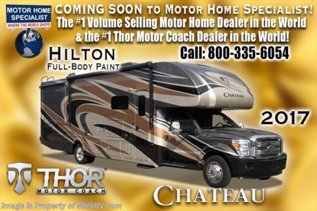 /TX 10-25-16 &lt;a href=&quot;http://www.mhsrv.com/thor-motor-coach/&quot;&gt;&lt;img src=&quot;http://www.mhsrv.com/images/sold-thor.jpg&quot; width=&quot;383&quot; height=&quot;141&quot; border=&quot;0&quot;/&gt;&lt;/a&gt;    Visit MHSRV.com or Call 800-335-6054 for Upfront &amp; Every Day Low Sale Price! Family Owned &amp; Operated and the #1 Volume Selling Motor Home Dealer in the World as well as the #1 Thor Motor Coach Dealer in the World. MSRP $182,742. New 2017 Thor Motor Coach 35SB Bunk Model Super C motor home with a full wall slide. This unit is approximately 35 feet 11 inches in length and is powered by a powerful 300 HP Powerstroke 6.7L diesel engine with 660 lb. ft. of torque. It rides on a Ford F-550 XLT chassis with a 6-speed automatic transmission and boast a 10,000 lb. hitch, extreme duty 4 wheel ABS disc brakes and an electronic brake controller integrated into the dash. Options include the beautiful full body paint exterior, dual child safety tethers and (2) attic fans. The 2017 Chateau Super C also features an exterior entertainment center, diesel generator, dual roof air conditioners, power patio awning, one-touch automatic leveling system, residential refrigerator, 30 inch over-the-range microwave, solid surface counter-top, touch screen AM/FM/CD/MP3 player, back-up monitor with side view cameras, remote heated exterior mirrors, power windows and locks, fiberglass running boards, soft touch ceilings, heavy duty ball bearing drawer guides, bedroom LCD TV, large LCD TV in the living area, inverter and heated holding tanks. For additional coach information, brochures, window sticker, videos, photos, Chateau reviews, testimonials as well as additional information about Motor Home Specialist and our manufacturers&#39; please visit us at MHSRV .com or call 800-335-6054. At Motor Home Specialist we DO NOT charge any prep or orientation fees like you will find at other dealerships. All sale prices include a 200 point inspection, interior and exterior wash &amp; detail of vehicle, a thorough coach orientation with an MHS technician, an RV Starter&#39;s kit, a night stay in our delivery park featuring landscaped and covered pads with full hook-ups and much more. Free airport shuttle available with purchase for out-of-town buyers. WHY PAY MORE?... WHY SETTLE FOR LESS?  &lt;object width=&quot;400&quot; height=&quot;300&quot;&gt;&lt;param name=&quot;movie&quot; value=&quot;//www.youtube.com/v/VZXdH99Xe00?hl=en_US&amp;amp;version=3&quot;&gt;&lt;/param&gt;&lt;param name=&quot;allowFullScreen&quot; value=&quot;true&quot;&gt;&lt;/param&gt;&lt;param name=&quot;allowscriptaccess&quot; value=&quot;always&quot;&gt;&lt;/param&gt;&lt;embed src=&quot;//www.youtube.com/v/VZXdH99Xe00?hl=en_US&amp;amp;version=3&quot; type=&quot;application/x-shockwave-flash&quot; width=&quot;400&quot; height=&quot;300&quot; allowscriptaccess=&quot;always&quot; allowfullscreen=&quot;true&quot;&gt;&lt;/embed&gt;&lt;/object&gt; 