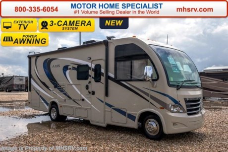 /TX 11/15/16 &lt;a href=&quot;http://www.mhsrv.com/thor-motor-coach/&quot;&gt;&lt;img src=&quot;http://www.mhsrv.com/images/sold-thor.jpg&quot; width=&quot;383&quot; height=&quot;141&quot; border=&quot;0&quot;/&gt;&lt;/a&gt;  Family Owned &amp; Operated and the #1 Volume Selling Motor Home Dealer in the World as well as the #1 Thor Motor Coach Dealer in the World.  Thor Motor Coach has done it again with the world&#39;s first RUV! (Recreational Utility Vehicle) Check out the all new 2017 Thor Motor Coach Axis RUV Model 25.4 with Slide-Out Room! MSRP $104,837. The Axis combines Style, Function, Affordability &amp; Innovation like no other RV available in the industry today! It is powered by a Ford Triton V-10 engine and built on the Ford E-450 Super Duty chassis providing a lower center of gravity and ease of drivability normally found only in a class C RV, but now available in this mini class A motorhome measuring approximately 27 feet in length. Taking superior drivability even one step further, the Axis will also feature something normally only found in a high-end luxury diesel pusher motor coach... an Independent Front Suspension system! With a style all its own the Axis will provide superior handling and fuel economy and appeal to couples &amp; family RVers as well. You will also find a full size power drop down loft above the cockpit, booth dinette, slide, flip-up countertop, spacious living room and even pass-through exterior storage. Optional equipment includes the HD-Max colored sidewalls and graphics, 12V attic fan, 3 burner range with oven, upgraded 15.0 BTU A/C and heated holding tanks with heat pads. You will also be pleased to find a host of feature appointments that include tinted and frameless windows, exterior TV, bedroom TV, second auxiliary battery, a power patio awning with LED lights, convection microwave (N/A with oven option), 3 burner cooktop, living room TV, LED ceiling lights, Onan 4000 generator, water heater, power and heated mirrors with integrated side-view cameras, back-up camera, 8,000 lb. trailer hitch, cabinet doors with designer door fronts and a spacious cockpit design with unparalleled visibility.  For additional coach information, brochures, window sticker, videos, photos, Axis reviews, testimonials as well as additional information about Motor Home Specialist and our manufacturers&#39; please visit us at MHSRV .com or call 800-335-6054. At Motor Home Specialist we DO NOT charge any prep or orientation fees like you will find at other dealerships. All sale prices include a 200 point inspection, interior and exterior wash &amp; detail of vehicle, a thorough coach orientation with an MHS technician, an RV Starter&#39;s kit, a night stay in our delivery park featuring landscaped and covered pads with full hook-ups and much more. Free airport shuttle available with purchase for out-of-town buyers. WHY PAY MORE?... WHY SETTLE FOR LESS? 