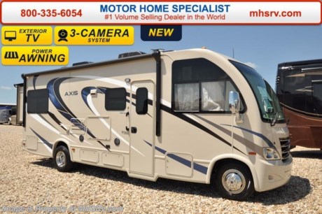/TX 10-25-16 &lt;a href=&quot;http://www.mhsrv.com/thor-motor-coach/&quot;&gt;&lt;img src=&quot;http://www.mhsrv.com/images/sold-thor.jpg&quot; width=&quot;383&quot; height=&quot;141&quot; border=&quot;0&quot;/&gt;&lt;/a&gt;     **$1,000 Gift Card for a Limited Time Only**  Family Owned &amp; Operated and the #1 Volume Selling Motor Home Dealer in the World as well as the #1 Thor Motor Coach Dealer in the World.  &lt;iframe width=&quot;400&quot; height=&quot;300&quot; src=&quot;https://www.youtube.com/embed/M6f0nvJ2zi0&quot; frameborder=&quot;0&quot; allowfullscreen&gt;&lt;/iframe&gt; Thor Motor Coach has done it again with the world&#39;s first RUV! (Recreational Utility Vehicle) Check out the all new 2017 Thor Motor Coach Axis RUV Model 25.2 with Slide-Out Room! MSRP $106,487. The Axis combines Style, Function, Affordability &amp; Innovation like no other RV available in the industry today! It is powered by a Ford Triton V-10 engine and built on the Ford E-450 Super Duty chassis providing a lower center of gravity and ease of drivability normally found only in a class C RV, but now available in this mini class A motorhome measuring approximately 26 ft. 6 inches. Taking superior drivability even one step further, the Axis will also feature something normally only found in a high-end luxury diesel pusher motor coach... an Independent Front Suspension system! With a style all its own the Axis will provide superior handling and fuel economy and appeal to couples &amp; family RVers as well. You will also find another full size power drop down loft above the cockpit, a large sofa with sleeper, bedroom TV, exterior TV and a rear slide. Optional equipment includes the HD-Max colored sidewalls and graphics, 3 burner range with oven, attic fan, an upgraded 15.0 BTU A/C and heated holding tanks. You will also be pleased to find a host of feature appointments that include tinted and frameless windows, a power patio awning with LED lights, convection microwave (N/A with oven option), living room TV, LED ceiling lights, Onan generator, water heater, power and heated mirrors with integrated side-view cameras, back-up camera, 8,000 lb. trailer hitch, cabinet doors with designer door fronts and a spacious cockpit design with unparalleled visibility. For additional coach information, brochures, window sticker, videos, photos, Axis reviews, testimonials as well as additional information about Motor Home Specialist and our manufacturers&#39; please visit us at MHSRV .com or call 800-335-6054. At Motor Home Specialist we DO NOT charge any prep or orientation fees like you will find at other dealerships. All sale prices include a 200 point inspection, interior and exterior wash &amp; detail of vehicle, a thorough coach orientation with an MHS technician, an RV Starter&#39;s kit, a night stay in our delivery park featuring landscaped and covered pads with full hook-ups and much more. Free airport shuttle available with purchase for out-of-town buyers. WHY PAY MORE?... WHY SETTLE FOR LESS? 