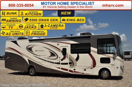 /TX 8-15-16 &lt;a href=&quot;http://www.mhsrv.com/thor-motor-coach/&quot;&gt;&lt;img src=&quot;http://www.mhsrv.com/images/sold-thor.jpg&quot; width=&quot;383&quot; height=&quot;141&quot; border=&quot;0&quot; /&gt;&lt;/a&gt;      Visit MHSRV.com or Call 800-335-6054 for Upfront &amp; Every Day Low Sale Price! Family Owned &amp; Operated and the #1 Volume Selling Motor Home Dealer in the World as well as the #1 Thor Motor Coach Dealer in the World.  &lt;object width=&quot;400&quot; height=&quot;300&quot;&gt;&lt;param name=&quot;movie&quot; value=&quot;//www.youtube.com/v/VZXdH99Xe00?hl=en_US&amp;amp;version=3&quot;&gt;&lt;/param&gt;&lt;param name=&quot;allowFullScreen&quot; value=&quot;true&quot;&gt;&lt;/param&gt;&lt;param name=&quot;allowscriptaccess&quot; value=&quot;always&quot;&gt;&lt;/param&gt;&lt;embed src=&quot;//www.youtube.com/v/VZXdH99Xe00?hl=en_US&amp;amp;version=3&quot; type=&quot;application/x-shockwave-flash&quot; width=&quot;400&quot; height=&quot;300&quot; allowscriptaccess=&quot;always&quot; allowfullscreen=&quot;true&quot;&gt;&lt;/embed&gt;&lt;/object&gt; 
MSRP $140,582. New 2017 Thor Motor Coach Hurricane: 34J Model. The 2017 Hurricanes is approximately 35 feet 10 inches in length with a full wall slide, exterior TV, heated and enclosed underbelly, black tank flush, LED ceiling lighting, king size bed, exterior kitchen, bedroom TV, power Hide-Away overhead loft and bunk beds which convert to sofa. Optional equipment includes the beautiful partial paint HD-Max high gloss exterior, 12V attic fan and a power driver&#39;s seat. The all new Thor Motor Coach Hurricane RV also features a Ford chassis with Triton V-10 Ford engine, automatic hydraulic leveling jacks, large TV, tinted one piece windshield, frameless windows, power patio awning with LED lighting, night shades, kitchen backsplash, refrigerator, microwave and much more. For additional coach information, brochures, window sticker, videos, photos, Hurricane reviews, testimonials as well as additional information about Motor Home Specialist and our manufacturers&#39; please visit us at MHSRV .com or call 800-335-6054. At Motor Home Specialist we DO NOT charge any prep or orientation fees like you will find at other dealerships. All sale prices include a 200 point inspection, interior and exterior wash &amp; detail of vehicle, a thorough coach orientation with an MHS technician, an RV Starter&#39;s kit, a night stay in our delivery park featuring landscaped and covered pads with full hook-ups and much more. Free airport shuttle available with purchase for out-of-town buyers. WHY PAY MORE?... WHY SETTLE FOR LESS? 
