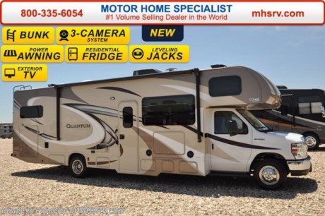 /AZ 7-25-16 &lt;a href=&quot;http://www.mhsrv.com/thor-motor-coach/&quot;&gt;&lt;img src=&quot;http://www.mhsrv.com/images/sold-thor.jpg&quot; width=&quot;383&quot; height=&quot;141&quot; border=&quot;0&quot; /&gt;&lt;/a&gt;      Visit MHSRV.com or Call 800-335-6054 for Upfront &amp; Every Day Low Sale Price! #1 Volume Selling Motor Home Dealer &amp; Thor Motor Coach Dealer in the World. &lt;iframe width=&quot;400&quot; height=&quot;300&quot; src=&quot;https://www.youtube.com/embed/VZXdH99Xe00&quot; frameborder=&quot;0&quot; allowfullscreen&gt;&lt;/iframe&gt; MSRP $121,983. New 2017 Thor Motor Coach Quantum Class C RV Model LF31 with Ford E-450 chassis and a Ford Triton V-10 engine. This unit measures approximately 32 feet 7 inches in length with a driver&#39;s side full wall slide, beautiful hardwood cabinets, automatic leveling jacks and a cabover loft with skylight. Options include the Diamond &amp; Platinum packages which feature an exterior shower, backup monitor, wheel liners, black frameless windows, roller shades, larger residential refrigerator, microwave oven, solid surface kitchen countertop, automatic generator start, inverter and the Rapid Camp System with remote. Additional options include the beautiful partial paint exterior, an exterior entertainment center, dual child safety tethers, attic fan, upgraded A/C, heated remote exterior mirrors, power drivers seat, leatherette driver &amp; passenger chairs and a cockpit carpet mat. The Quantum Class C RV has an incredible list of standard features for 2017 as well including dash applique, power windows and locks, power patio awning with integrated LED lighting, roof ladder, in-dash media center, deluxe exterior mirrors, oven, microwave, Onan generator, cab A/C, battery disconnect switch, auxiliary battery and a water heater. Rapid Camp allows you to operate your slide-out room, generator, power awning, selective lighting and more all from a touchscreen remote control. For additional information, brochures, and videos please visit Motor Home Specialist at  MHSRV .com or Call 800-335-6054. At Motor Home Specialist we DO NOT charge any prep or orientation fees like you will find at other dealerships. All sale prices include a 200 point inspection, interior and exterior wash &amp; detail of vehicle, a thorough coach orientation with an MHS technician, an RV Starter&#39;s kit, a night stay in our delivery park featuring landscaped and covered pads with full hook-ups and much more. Free airport shuttle available with purchase for out-of-town buyers. Read From THOUSANDS of Testimonials at MHSRV .com and See What They Had to Say About Their Experience at Motor Home Specialist. WHY PAY MORE?...... WHY SETTLE FOR LESS? 