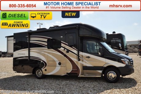 /TX 8-15-16 &lt;a href=&quot;http://www.mhsrv.com/thor-motor-coach/&quot;&gt;&lt;img src=&quot;http://www.mhsrv.com/images/sold-thor.jpg&quot; width=&quot;383&quot; height=&quot;141&quot; border=&quot;0&quot; /&gt;&lt;/a&gt;      Visit MHSRV.com or Call 800-335-6054 for Upfront &amp; Every Day Low Sale Price! Family Owned &amp; Operated and the #1 Volume Selling Motor Home Dealer in the World as well as the #1 Thor Motor Coach Dealer in the World. MSRP $135,753. New 2017 Thor Motor Coach Chateau Citation Sprinter Diesel. Model 24SR. This RV measures approximately 24 ft. 10in. in length &amp; features 2 slide-out rooms, solid surface kitchen countertop with undermounted sink, bedroom TV, exterior entertainment center and cabover loft. Optional equipment includes the beautiful full body paint exterior, a 12V attic fan, A/C with heat pump, diesel generator, heated holding tanks, second auxiliary battery, side cameras and an electric stabilizing system. The all new 2017 Chateau Citation Sprinter also features a turbo diesel engine, AM/FM/CD, power windows &amp; locks, keyless entry, back up camera, 3-point seat belts, driver &amp; passenger airbags, heated remote side mirrors, fiberglass running boards, spare tire, hitch, back-up monitor, roof ladder, outside shower, slide-out awning, electric step &amp; much more. For additional coach information, brochures, window sticker, videos, photos, Citation reviews, testimonials as well as additional information about Motor Home Specialist and our manufacturers&#39; please visit us at MHSRV .com or call 800-335-6054. At Motor Home Specialist we DO NOT charge any prep or orientation fees like you will find at other dealerships. All sale prices include a 200 point inspection, interior and exterior wash &amp; detail of vehicle, a thorough coach orientation with an MHS technician, an RV Starter&#39;s kit, a night stay in our delivery park featuring landscaped and covered pads with full hook-ups and much more. Free airport shuttle available with purchase for out-of-town buyers. WHY PAY MORE?... WHY SETTLE FOR LESS? 