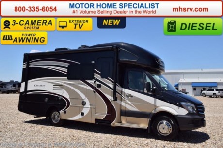 /TX 7-25-16 &lt;a href=&quot;http://www.mhsrv.com/thor-motor-coach/&quot;&gt;&lt;img src=&quot;http://www.mhsrv.com/images/sold-thor.jpg&quot; width=&quot;383&quot; height=&quot;141&quot; border=&quot;0&quot; /&gt;&lt;/a&gt;      Visit MHSRV.com or Call 800-335-6054 for Upfront &amp; Every Day Low Sale Price! Family Owned &amp; Operated and the #1 Volume Selling Motor Home Dealer in the World as well as the #1 Thor Motor Coach Dealer in the World. MSRP $135,513. New 2017 Thor Motor Coach Chateau Citation Sprinter Diesel. Model 24SS. This RV measures approximately 24 ft. 10in. in length &amp; features 2 slide-out rooms, electric stabilizing system, solid surface kitchen countertop with undermounted sink, bedroom TV, exterior entertainment center and cabover loft. Optional equipment includes the beautiful full body paint exterior, leatherette theater seats, a 12V attic fan, A/C with heat pump, diesel generator, heated holding tanks, second auxiliary battery and side cameras. The all new 2017 Chateau Citation Sprinter also features a turbo diesel engine, AM/FM/CD, power windows &amp; locks, keyless entry, back up camera, 3-point seat belts, driver &amp; passenger airbags, heated remote side mirrors, fiberglass running boards, spare tire, hitch, back-up monitor, roof ladder, outside shower, slide-out awning, electric step &amp; much more. For additional coach information, brochures, window sticker, videos, photos, Citation reviews, testimonials as well as additional information about Motor Home Specialist and our manufacturers&#39; please visit us at MHSRV .com or call 800-335-6054. At Motor Home Specialist we DO NOT charge any prep or orientation fees like you will find at other dealerships. All sale prices include a 200 point inspection, interior and exterior wash &amp; detail of vehicle, a thorough coach orientation with an MHS technician, an RV Starter&#39;s kit, a night stay in our delivery park featuring landscaped and covered pads with full hook-ups and much more. Free airport shuttle available with purchase for out-of-town buyers. WHY PAY MORE?... WHY SETTLE FOR LESS? 