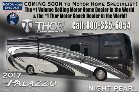 /TX 11/15/16  &lt;a href=&quot;http://www.mhsrv.com/thor-motor-coach/&quot;&gt;&lt;img src=&quot;http://www.mhsrv.com/images/sold-thor.jpg&quot; width=&quot;383&quot; height=&quot;141&quot; border=&quot;0&quot;/&gt;&lt;/a&gt;   Visit MHSRV.com or Call 800-335-6054 for Upfront &amp; Every Day Low Sale Price! Family Owned &amp; Operated and the #1 Volume Selling Motor Home Dealer in the World as well as the #1 Thor Motor Coach Dealer in the World.  &lt;object width=&quot;400&quot; height=&quot;300&quot;&gt;&lt;param name=&quot;movie&quot; value=&quot;http://www.youtube.com/v/fBpsq4hH-Ws?version=3&amp;amp;hl=en_US&quot;&gt;&lt;/param&gt;&lt;param name=&quot;allowFullScreen&quot; value=&quot;true&quot;&gt;&lt;/param&gt;&lt;param name=&quot;allowscriptaccess&quot; value=&quot;always&quot;&gt;&lt;/param&gt;&lt;embed src=&quot;http://www.youtube.com/v/fBpsq4hH-Ws?version=3&amp;amp;hl=en_US&quot; type=&quot;application/x-shockwave-flash&quot; width=&quot;400&quot; height=&quot;300&quot; allowscriptaccess=&quot;always&quot; allowfullscreen=&quot;true&quot;&gt;&lt;/embed&gt;&lt;/object&gt;   MSRP $213,150. The New 2017 Thor Motor Coach Palazzo Diesel Pusher. Model 33.2. This Diesel Pusher RV is approximately 34 feet 9 inches in length and features (2) slide-out rooms including a driver&#39;s side full wall slide, booth dinette with TV, exterior TV, invisible front paint protection &amp; front electric drop-down overhead loft. The 2017 Palazzo also features a 300 HP Cummins diesel engine with 660 lbs. of torque, Freightliner XC chassis, 6000 Onan diesel generator with AGS, solid surface counters, power driver&#39;s seat, inverter, residential refrigerator, solid surface countertops, (2) ducted roof A/C units, 3-camera monitoring system, one piece windshield, fiberglass storage compartments, fully automatic hydraulic leveling system, automatic entry step, electric patio awning with integrated LED lighting and much more.  For additional coach information, brochures, window sticker, videos, photos, Palazzo reviews, testimonials as well as additional information about Motor Home Specialist and our manufacturers&#39; please visit us at MHSRV .com or call 800-335-6054. At Motor Home Specialist we DO NOT charge any prep or orientation fees like you will find at other dealerships. All sale prices include a 200 point inspection, interior and exterior wash &amp; detail of vehicle, a thorough coach orientation with an MHS technician, an RV Starter&#39;s kit, a night stay in our delivery park featuring landscaped and covered pads with full hook-ups and much more. Free airport shuttle available with purchase for out-of-town buyers. WHY PAY MORE?... WHY SETTLE FOR LESS?  