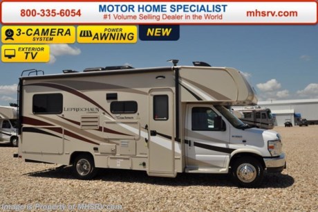 /TX 8/22/16 &lt;a href=&quot;http://www.mhsrv.com/coachmen-rv/&quot;&gt;&lt;img src=&quot;http://www.mhsrv.com/images/sold-coachmen.jpg&quot; width=&quot;383&quot; height=&quot;141&quot; border=&quot;0&quot; /&gt;&lt;/a&gt; Family Owned &amp; Operated and the #1 Volume Selling Motor Home Dealer in the World as well as the #1 Coachmen in the World. &lt;object width=&quot;400&quot; height=&quot;300&quot;&gt;&lt;param name=&quot;movie&quot; value=&quot;//www.youtube.com/v/rUwAfncaG3M?version=3&amp;amp;hl=en_US&quot;&gt;&lt;/param&gt;&lt;param name=&quot;allowFullScreen&quot; value=&quot;true&quot;&gt;&lt;/param&gt;&lt;param name=&quot;allowscriptaccess&quot; value=&quot;always&quot;&gt;&lt;/param&gt;&lt;embed src=&quot;//www.youtube.com/v/rUwAfncaG3M?version=3&amp;amp;hl=en_US&quot; type=&quot;application/x-shockwave-flash&quot; width=&quot;400&quot; height=&quot;300&quot; allowscriptaccess=&quot;always&quot; allowfullscreen=&quot;true&quot;&gt;&lt;/embed&gt;&lt;/object&gt; 
MSRP $91,820. New 2017 Coachmen Leprechaun Model 220QB. This Luxury Class C RV measures approximately 24 feet 10 inches in length and is powered by a Ford Triton V-10 engine and Ford E-350 chassis. This beautiful RV includes the Leprechaun Banner Edition which features tinted windows, rear ladder, upgraded sofa, child safety net and ladder (N/A with front entertainment center), Bluetooth AM/FM/CD monitoring &amp; back up camera, power awning, LED exterior &amp; interior lighting, pop-up power tower, hitch &amp; wire, slide out awning, glass shower door, Onan generator, night shades, roller bearing drawer glides, Travel Easy Roadside Assistance &amp; Azdel composite sidewalls. Additional options include molded front cap with LED lights, spare tire, swivel driver &amp; passenger seats, exterior privacy windshield cover, cockpit table, coach TV/DVD player and an exterior entertainment center. This amazing class C also features the Leprechaun Luxury package that includes side view cameras, driver &amp; passenger leatherette seat covers, heated &amp; remote mirrors, convection microwave, wood grain dash applique, upgraded Serta Mattress (N/A 260 DS), 6 gallon gas/electric water heater, dual coach batteries, cab-over &amp; bedroom power vent fan and heated tank pads. For additional coach information, brochures, window sticker, videos, photos, Leprechaun reviews, testimonials as well as additional information about Motor Home Specialist and our manufacturers&#39; please visit us at MHSRV .com or call 800-335-6054. At Motor Home Specialist we DO NOT charge any prep or orientation fees like you will find at other dealerships. All sale prices include a 200 point inspection, interior and exterior wash &amp; detail of vehicle, a thorough coach orientation with an MHS technician, an RV Starter&#39;s kit, a night stay in our delivery park featuring landscaped and covered pads with full hook-ups and much more. Free airport shuttle available with purchase for out-of-town buyers. WHY PAY MORE?... WHY SETTLE FOR LESS? 