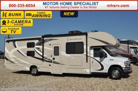 /TX 11/15/16 &lt;a href=&quot;http://www.mhsrv.com/thor-motor-coach/&quot;&gt;&lt;img src=&quot;http://www.mhsrv.com/images/sold-thor.jpg&quot; width=&quot;383&quot; height=&quot;141&quot; border=&quot;0&quot;/&gt;&lt;/a&gt;   Visit MHSRV.com or Call 800-335-6054 for Upfront &amp; Every Day Low Sale Price! #1 Volume Selling Motor Home Dealer &amp; Thor Motor Coach Dealer in the World. MSRP $105,398. New 2017 Thor Motor Coach Chateau Class C RV Model 30D bunk model with Ford E-450 chassis, Ford Triton V-10 engine &amp; 8,000 lb. trailer hitch. This unit measures approximately 32 feet 2 inches in length with 2 slide-out rooms. Options include the all new HD-Max exterior color, bedroom TV, exterior TV, (2) LCD TVs with DVD players in the bunk area, convection microwave, 3 burner range with oven, leatherette sofa, leatherette booth, child safety tether, attic fan, upgraded A/C, exterior shower, heated holding tanks, second auxiliary battery, wheel liners, keyless cab entry, valve stem exteriors, spare tire, back up monitor, heated remote exterior mirrors, leatherette driver/passenger chairs, cockpit carpet mat and dash applique. The Chateau Class C RV has an incredible list of standard features for 2017 as well including power windows and locks, power patio awning with integrated LED lighting, roof ladder, in-dash media center w/DVD/CD/AM/FM &amp; Bluetooth, microwave, power vent in bath, skylight above shower, Onan generator, auto transfer switch, cab A/C, battery disconnect switch, auxiliary battery (2 aux. batteries on 31 W model), water heater and much more. For additional information, brochures, and videos please visit Motor Home Specialist at  MHSRV .com or Call 800-335-6054. At Motor Home Specialist we DO NOT charge any prep or orientation fees like you will find at other dealerships. All sale prices include a 200 point inspection, interior and exterior wash &amp; detail of vehicle, a thorough coach orientation with an MHS technician, an RV Starter&#39;s kit, a night stay in our delivery park featuring landscaped and covered pads with full hook-ups and much more. Free airport shuttle available with purchase for out-of-town buyers. Read From THOUSANDS of Testimonials at MHSRV .com and See What They Had to Say About Their Experience at Motor Home Specialist. WHY PAY MORE?...... WHY SETTLE FOR LESS? 