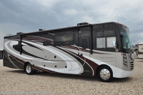 /VT 11/11/16  MSRP $189,286. This luxury class A RV measures approximately 38 feet 1 inch in length and features (3) slide-out rooms, king size bed, fireplace, dual sinks in the bathroom, LED TV, exterior entertainment center, LED lighting, beautiful decor, residential refrigerator, inverter and bedroom TV. Optional equipment includes the beautiful full body paint exterior, frameless dual pane windows and a 3-burner range with oven. The all new 2017 Thor Motor Coach Challenger also features one of the most impressive lists of standard equipment in the RV industry including a Ford Triton V-10 engine, 24-Series ford chassis with aluminum wheels, fully automatic hydraulic leveling system, all tile backsplash, under galley LED lights, electric overhead Hide-Away loft, electric patio awning with LED lighting, side hinged baggage doors, day/night roller shades, solid surface kitchen counter, dual roof A/C units, 5500 Onan generator, water heater, heated and enclosed holding tanks and the RAPID CAMP remote system. Rapid Camp allows you to operate your slide-out room, generator, leveling jacks when applicable, power awning, selective lighting and more all from a touchscreen remote control. A few new features for 2017 include your choice of two beautiful high gloss glazed wood packages, residential refrigerator, roller shades in the cab area, large TV in the bedroom, new solid surface kitchen counter and much more. For additional information, brochures, and videos please visit Motor Home Specialist at MHSRV .com or Call 800-335-6054. At Motor Home Specialist we DO NOT charge any prep or orientation fees like you will find at other dealerships. All sale prices include a 200 point inspection, interior and exterior wash &amp; detail of vehicle, a thorough coach orientation with an MHSRV technician, an RV Starter&#39;s kit, a night stay in our delivery park featuring landscaped and covered pads with full hook-ups and much more. Free airport shuttle available with purchase for out-of-town buyers. Read From THOUSANDS of Testimonials at MHSRV .com and See What They Had to Say About Their Experience at Motor Home Specialist. WHY PAY MORE?...... WHY SETTLE FOR LESS?  &lt;object width=&quot;400&quot; height=&quot;300&quot;&gt;&lt;param name=&quot;movie&quot; value=&quot;//www.youtube.com/v/VZXdH99Xe00?hl=en_US&amp;amp;version=3&quot;&gt;&lt;/param&gt;&lt;param name=&quot;allowFullScreen&quot; value=&quot;true&quot;&gt;&lt;/param&gt;&lt;param name=&quot;allowscriptaccess&quot; value=&quot;always&quot;&gt;&lt;/param&gt;&lt;embed src=&quot;//www.youtube.com/v/VZXdH99Xe00?hl=en_US&amp;amp;version=3&quot; type=&quot;application/x-shockwave-flash&quot; width=&quot;400&quot; height=&quot;300&quot; allowscriptaccess=&quot;always&quot; allowfullscreen=&quot;true&quot;&gt;&lt;/embed&gt;&lt;/object&gt;