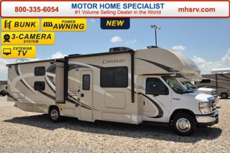 /TX 11/15/16 &lt;a href=&quot;http://www.mhsrv.com/thor-motor-coach/&quot;&gt;&lt;img src=&quot;http://www.mhsrv.com/images/sold-thor.jpg&quot; width=&quot;383&quot; height=&quot;141&quot; border=&quot;0&quot;/&gt;&lt;/a&gt;   Visit MHSRV.com or Call 800-335-6054 for Upfront &amp; Every Day Low Sale Price! #1 Volume Selling Motor Home Dealer &amp; Thor Motor Coach Dealer in the World. MSRP $105,398. New 2017 Thor Motor Coach Chateau Class C RV Model 30D bunk model with Ford E-450 chassis, Ford Triton V-10 engine &amp; 8,000 lb. trailer hitch. This unit measures approximately 32 feet 2 inches in length with 2 slide-out rooms. Options include the all new HD-Max exterior color, bedroom TV, exterior TV, (2) LCD TVs with DVD players in the bunk area, convection microwave, 3 burner range with oven, leatherette sofa, leatherette booth, child safety tether, attic fan, upgraded A/C, exterior shower, heated holding tanks, second auxiliary battery, wheel liners, keyless cab entry, valve stem exteriors, spare tire, back up monitor, heated remote exterior mirrors, leatherette driver/passenger chairs, cockpit carpet mat and dash applique. The Chateau Class C RV has an incredible list of standard features for 2017 as well including power windows and locks, power patio awning with integrated LED lighting, roof ladder, in-dash media center w/DVD/CD/AM/FM &amp; Bluetooth, microwave, power vent in bath, skylight above shower, Onan generator, auto transfer switch, cab A/C, battery disconnect switch, auxiliary battery (2 aux. batteries on 31 W model), water heater and much more. For additional information, brochures, and videos please visit Motor Home Specialist at  MHSRV .com or Call 800-335-6054. At Motor Home Specialist we DO NOT charge any prep or orientation fees like you will find at other dealerships. All sale prices include a 200 point inspection, interior and exterior wash &amp; detail of vehicle, a thorough coach orientation with an MHS technician, an RV Starter&#39;s kit, a night stay in our delivery park featuring landscaped and covered pads with full hook-ups and much more. Free airport shuttle available with purchase for out-of-town buyers. Read From THOUSANDS of Testimonials at MHSRV .com and See What They Had to Say About Their Experience at Motor Home Specialist. WHY PAY MORE?...... WHY SETTLE FOR LESS? 