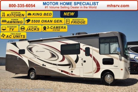 /SC 9/26/16 &lt;a href=&quot;http://www.mhsrv.com/thor-motor-coach/&quot;&gt;&lt;img src=&quot;http://www.mhsrv.com/images/sold-thor.jpg&quot; width=&quot;383&quot; height=&quot;141&quot; border=&quot;0&quot;/&gt;&lt;/a&gt; Visit MHSRV.com or Call 800-335-6054 for Upfront &amp; Every Day Low Sale Price! Family Owned &amp; Operated and the #1 Volume Selling Motor Home Dealer in the World as well as the #1 Thor Motor Coach Dealer in the World.  &lt;object width=&quot;400&quot; height=&quot;300&quot;&gt;&lt;param name=&quot;movie&quot; value=&quot;//www.youtube.com/v/VZXdH99Xe00?hl=en_US&amp;amp;version=3&quot;&gt;&lt;/param&gt;&lt;param name=&quot;allowFullScreen&quot; value=&quot;true&quot;&gt;&lt;/param&gt;&lt;param name=&quot;allowscriptaccess&quot; value=&quot;always&quot;&gt;&lt;/param&gt;&lt;embed src=&quot;//www.youtube.com/v/VZXdH99Xe00?hl=en_US&amp;amp;version=3&quot; type=&quot;application/x-shockwave-flash&quot; width=&quot;400&quot; height=&quot;300&quot; allowscriptaccess=&quot;always&quot; allowfullscreen=&quot;true&quot;&gt;&lt;/embed&gt;&lt;/object&gt; 
MSRP $140,326. New 2017 Thor Motor Coach Hurricane: 34P Model. The 2017 Hurricanes is approximately 37 feet in length with dual bathroom sinks, king bed, 2 slides, booth dinette, exterior entertainment center, bedroom TV, heated and enclosed underbelly, black tank flush, LED ceiling lighting and a power Hide-Away overhead loft. Optional equipment includes the beautiful partial paint HD-Max partial paint high gloss exterior, power driver seat and a 12V attic fan. The all new Thor Motor Coach Hurricane RV also features a Ford chassis with Triton V-10 Ford engine, automatic hydraulic leveling jacks, large TV, tinted one piece windshield, frameless windows, power patio awning with LED lighting, night shades, kitchen backsplash, refrigerator, microwave and much more. For additional coach information, brochures, window sticker, videos, photos, Hurricane reviews, testimonials as well as additional information about Motor Home Specialist and our manufacturers&#39; please visit us at MHSRV .com or call 800-335-6054. At Motor Home Specialist we DO NOT charge any prep or orientation fees like you will find at other dealerships. All sale prices include a 200 point inspection, interior and exterior wash &amp; detail of vehicle, a thorough coach orientation with an MHS technician, an RV Starter&#39;s kit, a night stay in our delivery park featuring landscaped and covered pads with full hook-ups and much more. Free airport shuttle available with purchase for out-of-town buyers. WHY PAY MORE?... WHY SETTLE FOR LESS? 