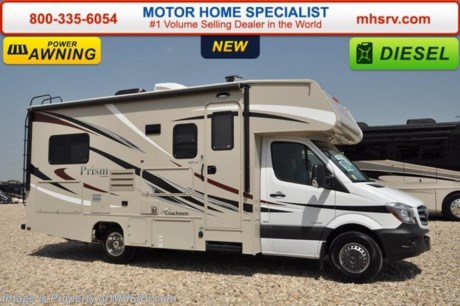 /MA 11/15/16 &lt;a href=&quot;http://www.mhsrv.com/coachmen-rv/&quot;&gt;&lt;img src=&quot;http://www.mhsrv.com/images/sold-coachmen.jpg&quot; width=&quot;383&quot; height=&quot;141&quot; border=&quot;0&quot;/&gt;&lt;/a&gt;  Family Owned &amp; Operated and the #1 Volume Selling Motor Home Dealer in the World as well as the #1 Coachmen Dealer in the World. MSRP $106,883. New 2017 Coachmen Prism Diesel. Model 2150LE. This RV measures approximately 25 feet 1 inch in length with a slide-out room.  Optional equipment includes the Prism Lead Dog package featuring high gloss fiberglass sidewalls, power awning, LED lights, stainless steel wheel liners, Onan generator, hitch, spare tire, swivel driver &amp; passenger seats, roller bearing drawer guides, 3 burner cooktop with oven and rolelr day/night shades. Additional features include a U-shaped dinette, LCD TV with DVD player in living area, convection microwave, power vent, exterior privacy windshield cover, heated tank pads, upgraded pilot seats, carbon fiber dash and solid wood cabinet doors. The Prism&#39;s impressive list of standards include a 3.0L V-6 turbo diesel engine, power entrance step, Azdel superlite composite substrate, hardwood cabinets, 3 burner cook top, exterior shower and much more. For additional coach information, brochure, window sticker, videos, photos, Coachmen customer reviews &amp; testimonials please visit Motor Home Specialist at MHSRV .com or call 800-335-6054. At MHS we DO NOT charge any prep or orientation fees like you will find at other dealerships. All sale prices include a 200 point inspection, interior &amp; exterior wash &amp; detail of vehicle, a thorough coach orientation with an MHS technician, an RV Starter&#39;s kit, a nights stay in our delivery park featuring landscaped and covered pads with full hook-ups and much more. WHY PAY MORE?... WHY SETTLE FOR LESS? &lt;object width=&quot;400&quot; height=&quot;300&quot;&gt;&lt;param name=&quot;movie&quot; value=&quot;http://www.youtube.com/v/fBpsq4hH-Ws?version=3&amp;amp;hl=en_US&quot;&gt;&lt;/param&gt;&lt;param name=&quot;allowFullScreen&quot; value=&quot;true&quot;&gt;&lt;/param&gt;&lt;param name=&quot;allowscriptaccess&quot; value=&quot;always&quot;&gt;&lt;/param&gt;&lt;embed src=&quot;http://www.youtube.com/v/fBpsq4hH-Ws?version=3&amp;amp;hl=en_US&quot; type=&quot;application/x-shockwave-flash&quot; width=&quot;400&quot; height=&quot;300&quot; allowscriptaccess=&quot;always&quot; allowfullscreen=&quot;true&quot;&gt;&lt;/embed&gt;&lt;/object&gt; 
