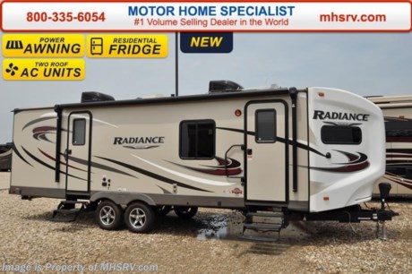 /TX 8-15-16 &lt;a href=&quot;http://www.mhsrv.com/travel-trailers/&quot;&gt;&lt;img src=&quot;http://www.mhsrv.com/images/sold-traveltrailer.jpg&quot; width=&quot;383&quot; height=&quot;141&quot; border=&quot;0&quot; /&gt;&lt;/a&gt;       Family Owned &amp; Operated. Largest Selection, Lowest Prices &amp; the Premier Service &amp; Walk-Through Process that can only be found at the #1 Volume Selling Motor Home Dealer in the World! From $10K to $2 Million... We gotcha&#39; Covered!  &lt;object width=&quot;400&quot; height=&quot;300&quot;&gt;&lt;param name=&quot;movie&quot; value=&quot;http://www.youtube.com/v/fBpsq4hH-Ws?version=3&amp;amp;hl=en_US&quot;&gt;&lt;/param&gt;&lt;param name=&quot;allowFullScreen&quot; value=&quot;true&quot;&gt;&lt;/param&gt;&lt;param name=&quot;allowscriptaccess&quot; value=&quot;always&quot;&gt;&lt;/param&gt;&lt;embed src=&quot;http://www.youtube.com/v/fBpsq4hH-Ws?version=3&amp;amp;hl=en_US&quot; type=&quot;application/x-shockwave-flash&quot; width=&quot;400&quot; height=&quot;300&quot; allowscriptaccess=&quot;always&quot; allowfullscreen=&quot;true&quot;&gt;&lt;/embed&gt;&lt;/object&gt; MSRP $44,602. The 2016 Cruiser RV Radiance travel trailer model 26VSB with (2) slides. This beautiful travel trailer features the Radiance, Tour Edition, Radiant exterior &amp; interior packages as well as the extended seasons RVing package. A few features from this impressive list of packages include a residential refrigerator, solid surface kitchen counter top, stainless steel appliances, LED lighting, electric stabilizer jacks, power tongue jack, magnetic door catch, aluminum rims, upgraded graphics, black tank flush, tinted windows, detachable power cord, vaulted ceiling, solid hardwood raised panel cabinet doors, residential-style furniture, 3 burner range, high output furnace and much more. Additional options includes a flat panel TV, 50 amp service, 2nd A/C and a 15.0K BTU A/C. For additional coach information, brochures, window sticker, videos, photos, reviews &amp; testimonials as well as additional information about Motor Home Specialist and our manufacturers please visit us at MHSRV .com or call 800-335-6054. At Motor Home Specialist we DO NOT charge any prep or orientation fees like you will find at other dealerships. All sale prices include a 200 point inspection, interior &amp; exterior wash &amp; detail of vehicle, a thorough coach orientation with an MHS technician, an RV Starter&#39;s kit, a nights stay in our delivery park featuring landscaped and covered pads with full hook-ups and much more. WHY PAY MORE?... WHY SETTLE FOR LESS?