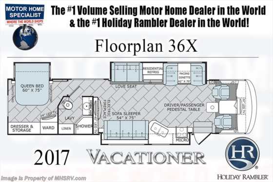 2017 Holiday Rambler Vacationer 36X Class A RV for Sale at MHSRV W/LX Package Floorplan