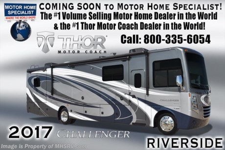 /TX 1/23/17 &lt;a href=&quot;http://www.mhsrv.com/thor-motor-coach/&quot;&gt;&lt;img src=&quot;http://www.mhsrv.com/images/sold-thor.jpg&quot; width=&quot;383&quot; height=&quot;141&quot; border=&quot;0&quot;/&gt;&lt;/a&gt;    MSRP $189,736. This luxury bunk model RV measures approximately 38 feet 1 inch in length and features (3) slide-out rooms, king size bed, sofa with sleeper, fireplace, LED TV, exterior entertainment center, LED lighting, beautiful decor, residential refrigerator, inverter and bedroom TV. Optional equipment includes the beautiful full body paint exterior, frameless dual pane windows and a 3-burner range with oven. The all new 2017 Thor Motor Coach Challenger also features one of the most impressive lists of standard equipment in the RV industry including a Ford Triton V-10 engine, 24-Series ford chassis with aluminum wheels, fully automatic hydraulic leveling system, all tile backsplash, under galley LED lights, electric overhead Hide-Away loft, electric patio awning with LED lighting, side hinged baggage doors, day/night roller shades, solid surface kitchen counter, dual roof A/C units, 5500 Onan generator, water heater, heated and enclosed holding tanks and the RAPID CAMP remote system. Rapid Camp allows you to operate your slide-out room, generator, leveling jacks when applicable, power awning, selective lighting and more all from a touchscreen remote control. A few new features for 2017 include your choice of two beautiful high gloss glazed wood packages, residential refrigerator, roller shades in the cab area, large TV in the bedroom, new solid surface kitchen counter and much more. For additional information, brochures, and videos please visit Motor Home Specialist at MHSRV .com or Call 800-335-6054. At Motor Home Specialist we DO NOT charge any prep or orientation fees like you will find at other dealerships. All sale prices include a 200 point inspection, interior and exterior wash &amp; detail of vehicle, a thorough coach orientation with an MHSRV technician, an RV Starter&#39;s kit, a night stay in our delivery park featuring landscaped and covered pads with full hook-ups and much more. Free airport shuttle available with purchase for out-of-town buyers. Read From THOUSANDS of Testimonials at MHSRV .com and See What They Had to Say About Their Experience at Motor Home Specialist. WHY PAY MORE?...... WHY SETTLE FOR LESS?  &lt;object width=&quot;400&quot; height=&quot;300&quot;&gt;&lt;param name=&quot;movie&quot; value=&quot;//www.youtube.com/v/VZXdH99Xe00?hl=en_US&amp;amp;version=3&quot;&gt;&lt;/param&gt;&lt;param name=&quot;allowFullScreen&quot; value=&quot;true&quot;&gt;&lt;/param&gt;&lt;param name=&quot;allowscriptaccess&quot; value=&quot;always&quot;&gt;&lt;/param&gt;&lt;embed src=&quot;//www.youtube.com/v/VZXdH99Xe00?hl=en_US&amp;amp;version=3&quot; type=&quot;application/x-shockwave-flash&quot; width=&quot;400&quot; height=&quot;300&quot; allowscriptaccess=&quot;always&quot; allowfullscreen=&quot;true&quot;&gt;&lt;/embed&gt;&lt;/object&gt;