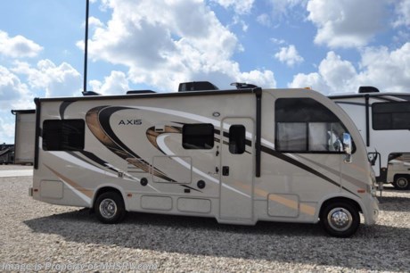 /TX 11/23/16 Family Owned &amp; Operated and the #1 Volume Selling Motor Home Dealer in the World as well as the #1 Thor Motor Coach Dealer in the World.  &lt;iframe width=&quot;400&quot; height=&quot;300&quot; src=&quot;https://www.youtube.com/embed/M6f0nvJ2zi0&quot; frameborder=&quot;0&quot; allowfullscreen&gt;&lt;/iframe&gt; Thor Motor Coach has done it again with the world&#39;s first RUV! (Recreational Utility Vehicle) Check out the all new 2017 Thor Motor Coach Axis RUV Model 25.2 with Slide-Out Room! MSRP $106,487. The Axis combines Style, Function, Affordability &amp; Innovation like no other RV available in the industry today! It is powered by a Ford Triton V-10 engine and built on the Ford E-450 Super Duty chassis providing a lower center of gravity and ease of drivability normally found only in a class C RV, but now available in this mini class A motorhome measuring approximately 26 ft. 6 inches. Taking superior drivability even one step further, the Axis will also feature something normally only found in a high-end luxury diesel pusher motor coach... an Independent Front Suspension system! With a style all its own the Axis will provide superior handling and fuel economy and appeal to couples &amp; family RVers as well. You will also find another full size power drop down loft above the cockpit, a large sofa with sleeper, bedroom TV, exterior TV and a rear slide. Optional equipment includes the HD-Max colored sidewalls and graphics, 3 burner range with oven, attic fan, an upgraded 15.0 BTU A/C and heated holding tanks. You will also be pleased to find a host of feature appointments that include tinted and frameless windows, a power patio awning with LED lights, convection microwave (N/A with oven option), living room TV, LED ceiling lights, Onan generator, water heater, power and heated mirrors with integrated side-view cameras, back-up camera, 8,000 lb. trailer hitch, cabinet doors with designer door fronts and a spacious cockpit design with unparalleled visibility. For additional coach information, brochures, window sticker, videos, photos, Axis reviews, testimonials as well as additional information about Motor Home Specialist and our manufacturers&#39; please visit us at MHSRV .com or call 800-335-6054. At Motor Home Specialist we DO NOT charge any prep or orientation fees like you will find at other dealerships. All sale prices include a 200 point inspection, interior and exterior wash &amp; detail of vehicle, a thorough coach orientation with an MHS technician, an RV Starter&#39;s kit, a night stay in our delivery park featuring landscaped and covered pads with full hook-ups and much more. Free airport shuttle available with purchase for out-of-town buyers. WHY PAY MORE?... WHY SETTLE FOR LESS? 