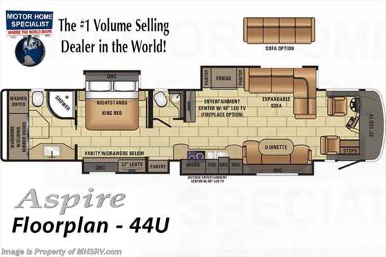 2017 Entegra Coach Aspire 44U Luxury Bath &amp; 1/2 RV for Sale at MHSRV.com Floorplan