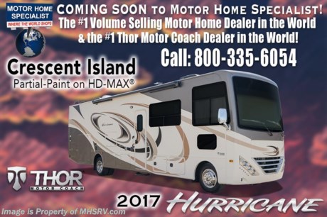 /CA 12/30/16 &lt;a href=&quot;http://www.mhsrv.com/thor-motor-coach/&quot;&gt;&lt;img src=&quot;http://www.mhsrv.com/images/sold-thor.jpg&quot; width=&quot;383&quot; height=&quot;141&quot; border=&quot;0&quot;/&gt;&lt;/a&gt;     Visit MHSRV.com or Call 800-335-6054 for Upfront &amp; Every Day Low Sale Price! Family Owned &amp; Operated and the #1 Volume Selling Motor Home Dealer in the World as well as the #1 Thor Motor Coach Dealer in the World.  &lt;object width=&quot;400&quot; height=&quot;300&quot;&gt;&lt;param name=&quot;movie&quot; value=&quot;//www.youtube.com/v/VZXdH99Xe00?hl=en_US&amp;amp;version=3&quot;&gt;&lt;/param&gt;&lt;param name=&quot;allowFullScreen&quot; value=&quot;true&quot;&gt;&lt;/param&gt;&lt;param name=&quot;allowscriptaccess&quot; value=&quot;always&quot;&gt;&lt;/param&gt;&lt;embed src=&quot;//www.youtube.com/v/VZXdH99Xe00?hl=en_US&amp;amp;version=3&quot; type=&quot;application/x-shockwave-flash&quot; width=&quot;400&quot; height=&quot;300&quot; allowscriptaccess=&quot;always&quot; allowfullscreen=&quot;true&quot;&gt;&lt;/embed&gt;&lt;/object&gt; 
MSRP $132,114. New 2017 Thor Motor Coach Hurricane: 29M Model. The 2017 Hurricane measures approximately 31 feet in length with heated and enclosed underbelly, power front shade, exterior TV, bedroom TV, second auxiliary battery, overhead loft, LED ceiling lighting, drivers side full wall slide, king size bed and a power Hide-Away overhead loft. Optional equipment includes the beautiful HD-Max with partial accent paint, power drivers seat, 12V attic fan, rear A/C, 5.5KW Onan generator and a 50 amp power cord. The all new Thor Motor Coach Hurricane RV also features a Ford chassis with Triton V-10 Ford engine, automatic hydraulic leveling jacks, large flat panel TV, tinted one piece windshield, frameless windows, power patio awning with LED lighting, night shades, kitchen backsplash, refrigerator, microwave and much more. For additional coach information, brochures, window sticker, videos, photos, Hurricane reviews, testimonials as well as additional information about Motor Home Specialist and our manufacturers&#39; please visit us at MHSRV .com or call 800-335-6054. At Motor Home Specialist we DO NOT charge any prep or orientation fees like you will find at other dealerships. All sale prices include a 200 point inspection, interior and exterior wash &amp; detail of vehicle, a thorough coach orientation with an MHS technician, an RV Starter&#39;s kit, a night stay in our delivery park featuring landscaped and covered pads with full hook-ups and much more. Free airport shuttle available with purchase for out-of-town buyers. WHY PAY MORE?... WHY SETTLE FOR LESS? 