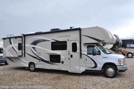 Buy This Unit Now During the World&#39;s RV Show! Online Show Price Available at MHSRV.com Now through September 19th, 2017 or Call 800-335-6054. 
MSRP $112,873. New 2017 Thor Motor Coach Chateau Class C RV Model 31L with Ford E-450 chassis, Ford Triton V-10 engine &amp; 8,000 lb. trailer hitch. This unit measures approximately 32 feet 7 inches in length with 2 slide-out rooms. Options include the Premier Package which features a solid surface kitchen counter-top, roller shades, electronics power charging station, kitchen water filter system, LED ceiling lights, black tank flush, OTR microwave and a coach radio system with exterior speakers. Additional options include the beautiful HD-Max exterior color, exterior TV, leatherette booth dinette, child safety tether, attic fan, upgraded A/C, second auxiliary battery, spare tire, fully automatic leveling jacks, heated remote exterior mirrors with side cameras, power drivers seat, leatherette driver &amp; passenger seats, cockpit carpet mat and dash applique. The 105,398 Class C RV has an incredible list of standard features for 2017 as well including heated tanks, power windows and locks, power patio awning with integrated LED lighting, roof ladder, in-dash media center w/DVD/CD/AM/FM, deluxe exterior mirrors, oven, skylight above shower, Onan generator, auto transfer switch, cab A/C, battery disconnect switch, auxiliary battery (2 aux. batteries on 31 W model), water heater and the RAPID CAMP remote system. Rapid Camp allows you to operate your slide-out room, generator, power awning, selective lighting and more all from a touchscreen remote control. For additional information, brochures, and videos please visit Motor Home Specialist at  MHSRV .com or Call 800-335-6054. At Motor Home Specialist we DO NOT charge any prep or orientation fees like you will find at other dealerships. All sale prices include a 200 point inspection, interior and exterior wash &amp; detail of vehicle, a thorough coach orientation with an MHS technician, an RV Starter&#39;s kit, a night stay in our delivery park featuring landscaped and covered pads with full hook-ups and much more. Free airport shuttle available with purchase for out-of-town buyers. Read From THOUSANDS of Testimonials at MHSRV .com and See What They Had to Say About Their Experience at Motor Home Specialist. WHY PAY MORE?...... WHY SETTLE FOR LESS? 