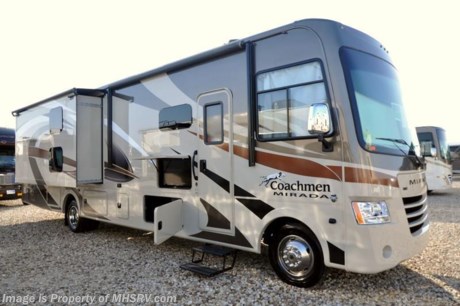 /TX 10-17-17 &lt;a href=&quot;http://www.mhsrv.com/coachmen-rv/&quot;&gt;&lt;img src=&quot;http://www.mhsrv.com/images/sold-coachmen.jpg&quot; width=&quot;383&quot; height=&quot;141&quot; border=&quot;0&quot; /&gt;&lt;/a&gt;   
MSRP $147,991 - New 2017 Coachmen Mirada Model 35BH. It measures approximately 36 feet 10 inches in length and features bunk beds, solid surface kitchen countertop, hardwood cabinet doors, frameless tinted windows, reclining/swivel pilot seats, solar privacy shades throughout, power windshield shade, 3 burner range with oven, double door refrigerator, glass door shower, Onan generator, power steps, pass-thru storage, power patio awning, 3 camera monitoring, power heated mirrors, rear ladder and much more. Options includes a power drop down bunk, overhead 32&quot; TV, (2) 15,000 BTU A/Cs with heat pumps, exterior entertainment center, the Travel Easy Roadside Assistance and the Stainless Steel Appliance Package. For more complete details on this unit and our entire inventory including brochures, window sticker, videos, photos, reviews &amp; testimonials as well as additional information about Motor Home Specialist and our manufacturers please visit us at MHSRV.com or call 800-335-6054. At Motor Home Specialist, we DO NOT charge any prep or orientation fees like you will find at other dealerships. All sale prices include a 200-point inspection, interior &amp; exterior wash, detail service and a fully automated high-pressure rain booth test and coach wash that is a standout service unlike that of any other in the industry. You will also receive a thorough coach orientation with an MHSRV technician, an RV Starter&#39;s kit, a night stay in our delivery park featuring landscaped and covered pads with full hook-ups and much mMotor Home Specialist is family owned &amp; operated and the #1 Volume Selling Motor Home Dealer in the World! Our facility spreads out over 160 acres with approximately $100 Million dollars worth of RVs to choose from. Our entire facility is 100% paid for including all property. This enables us to price far more aggressively than other dealers who have to pay rent and &quot;pack&quot; their sale prices. This also provides our customers the comfort in knowing that we will be here in the future should they ever need priority service or wish to trade-in for another model. We offer the largest and most diverse selection of motor homes found anywhere with prices ranging from approximately $10,000 to over $2 Million dollars. Our sales account for approximately 40% of all the new motor homes sold in the state of Texas. We offer approximately 70 different new models from 12 of the most well known RV manufacturers&#39; in the industry. Coachmen RV&#39;s origins date all the way back to 1964. They have recently become part of Forest River and the Berkshire Hathaway Group making them one of the most well funded and iconic RV manufacturers in the industry. Forest River has over 60 plants nationwide manufacturing more than 80 different makes of trailers, 5th wheels, boats, cargo trailers, manufactured &amp; modular homes, commercial vehicles, shuttle buses and of course a huge selection of class C, B+, Class A gas and diesel powered motor homes. When you purchase any new Coachmen RV from Motor Home Specialist you will not only enjoy superior service, selection and pricing, but also receive a free 1 year membership in the Coachmen Owners Association. This added value not only provides a host of travel services and campground discounts, but also 24/7 online service that locates needed services while offering savings at more than 180,000 merchants across the country. If you have any additional questions about our products or services please contact one of our representatives today. Thank you for visiting Motor Home Specialist online. We all look forward to hearing from you soon. 800-335-6054.  &lt;object width=&quot;400&quot; height=&quot;300&quot;&gt;&lt;param name=&quot;movie&quot; value=&quot;//www.youtube.com/v/fBpsq4hH-Ws?hl=en_US&amp;amp;version=3&quot;&gt;&lt;/param&gt;&lt;param name=&quot;allowFullScreen&quot; value=&quot;true&quot;&gt;&lt;/param&gt;&lt;param name=&quot;allowscriptaccess&quot; value=&quot;always&quot;&gt;&lt;/param&gt;&lt;embed src=&quot;//www.youtube.com/v/fBpsq4hH-Ws?hl=en_US&amp;amp;version=3&quot; type=&quot;application/x-shockwave-flash&quot; width=&quot;400&quot; height=&quot;300&quot; allowscriptaccess=&quot;always&quot; allowfullscreen=&quot;true&quot;&gt;&lt;/embed&gt;&lt;/object&gt;ore! Read Thousands upon Thousands of 5-Star Reviews at MHSRV.com and See What They Had to Say About Their Experience at Motor Home Specialist. WHY PAY MORE?... WHY SETTLE FOR LESS? 