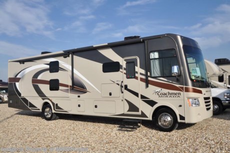 /NM 3/13/17 &lt;a href=&quot;http://www.mhsrv.com/coachmen-rv/&quot;&gt;&lt;img src=&quot;http://www.mhsrv.com/images/sold-coachmen.jpg&quot; width=&quot;383&quot; height=&quot;141&quot; border=&quot;0&quot;/&gt;&lt;/a&gt; Buy This Unit Now During the World&#39;s RV Show. Online Show Price Available at MHSRV .com Now through April 22nd, 2017 or Call 800-335-6054. Family Owned &amp; Operated and the #1 Volume Selling Motor Home Dealer in the World as well as the #1 Coachmen Dealer in the World. &lt;iframe width=&quot;400&quot; height=&quot;300&quot; src=&quot;https://www.youtube.com/embed/sYHR4QtB5TY&quot; frameborder=&quot;0&quot; allowfullscreen&gt;&lt;/iframe&gt;  
MSRP $147,991 - New 2017 Coachmen Mirada Model 35BH. It measures approximately 36 feet 10 inches in length and features bunk beds, solid surface kitchen countertop, hardwood cabinet doors, frameless tinted windows, reclining/swivel pilot seats, solar privacy shades throughout, power windshield shade, 3 burner range with oven, double door refrigerator, glass door shower, Onan generator, power steps, pass-thru storage, power patio awning, 3 camera monitoring, power heated mirrors, rear ladder and much more. Options includes a power drop down bunk, overhead 32&quot; TV, (2) 15,000 BTU A/Cs with heat pumps, exterior entertainment center, the Travel Easy Roadside Assistance and the Stainless Steel Appliance Package. For additional coach information, brochure, window sticker, videos, photos, Mirada customer reviews &amp; testimonials please visit Motor Home Specialist at MHSRV .com or call 800-335-6054. At Motor Home Specialist we DO NOT charge any prep or orientation fees like you will find at other dealerships. All sale prices include a 200 point inspection, interior and exterior wash &amp; detail of vehicle, a thorough coach orientation with an MHS technician, an RV Starter&#39;s kit, a night stay in our delivery park featuring landscaped and covered pads with full hook-ups and much more. Free airport shuttle available with purchase for out-of-town buyers. WHY PAY MORE?... WHY SETTLE FOR LESS? 