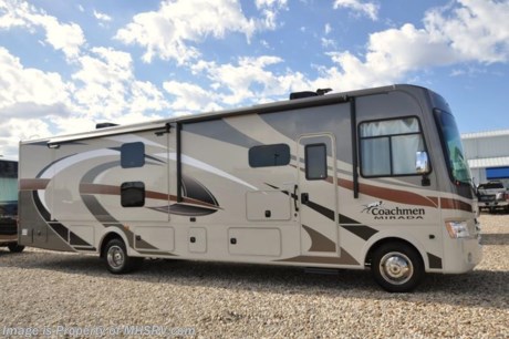 5-9-17 &lt;a href=&quot;http://www.mhsrv.com/coachmen-rv/&quot;&gt;&lt;img src=&quot;http://www.mhsrv.com/images/sold-coachmen.jpg&quot; width=&quot;383&quot; height=&quot;141&quot; border=&quot;0&quot;/&gt;&lt;/a&gt;
MSRP $147,991 - New 2017 Coachmen Mirada Model 35BH. It measures approximately 36 feet 10 inches in length and features bunk beds, solid surface kitchen countertop, hardwood cabinet doors, frameless tinted windows, reclining/swivel pilot seats, solar privacy shades throughout, power windshield shade, 3 burner range with oven, double door refrigerator, glass door shower, Onan generator, power steps, pass-thru storage, power patio awning, 3 camera monitoring, power heated mirrors, rear ladder and much more. Options includes a power drop down bunk, overhead 32&quot; TV, (2) 15,000 BTU A/Cs with heat pumps, exterior entertainment center, the Travel Easy Roadside Assistance and the Stainless Steel Appliance Package. For additional coach information, brochure, window sticker, videos, photos, Mirada customer reviews &amp; testimonials please visit Motor Home Specialist at MHSRV .com or call 800-335-6054. At Motor Home Specialist we DO NOT charge any prep or orientation fees like you will find at other dealerships. All sale prices include a 200 point inspection, interior and exterior wash &amp; detail of vehicle, a thorough coach orientation with an MHS technician, an RV Starter&#39;s kit, a night stay in our delivery park featuring landscaped and covered pads with full hook-ups and much more. Free airport shuttle available with purchase for out-of-town buyers. WHY PAY MORE?... WHY SETTLE FOR LESS? 