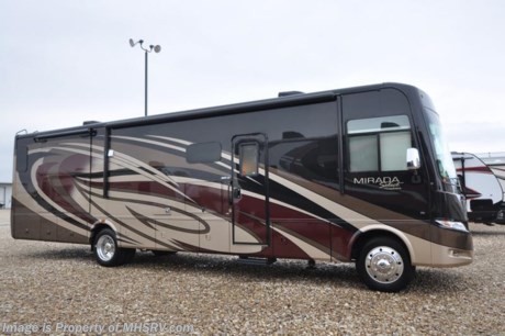 /KS 2/20/17 &lt;a href=&quot;http://www.mhsrv.com/coachmen-rv/&quot;&gt;&lt;img src=&quot;http://www.mhsrv.com/images/sold-coachmen.jpg&quot; width=&quot;383&quot; height=&quot;141&quot; border=&quot;0&quot;/&gt;&lt;/a&gt; Sale Price available at MHSRV.com or call 800-335-6054. You&#39;ll be glad you did!  Family Owned &amp; Operated and the #1 Volume Selling Motor Home Dealer in the World as well as the #1 Coachmen Dealer in the World. &lt;object width=&quot;400&quot; height=&quot;300&quot;&gt;&lt;param name=&quot;movie&quot; value=&quot;//www.youtube.com/v/fBpsq4hH-Ws?hl=en_US&amp;amp;version=3&quot;&gt;&lt;/param&gt;&lt;param name=&quot;allowFullScreen&quot; value=&quot;true&quot;&gt;&lt;/param&gt;&lt;param name=&quot;allowscriptaccess&quot; value=&quot;always&quot;&gt;&lt;/param&gt;&lt;embed src=&quot;//www.youtube.com/v/fBpsq4hH-Ws?hl=en_US&amp;amp;version=3&quot; type=&quot;application/x-shockwave-flash&quot; width=&quot;400&quot; height=&quot;300&quot; allowscriptaccess=&quot;always&quot; allowfullscreen=&quot;true&quot;&gt;&lt;/embed&gt;&lt;/object&gt; MSRP $190,411 - New 2017 Coachmen Mirada Select 37TB with 2 slides, 2 full baths and a king bed. Options include the Stainless Steel appliance packages with a stainless steel convection microwave, oven &amp; cooktop. Additional options include the beautiful full body paint exterior with Diamond Shield paint protection, (2) 15K BTU A/Cs with heat pumps, salon drop down bunk, stackable washer/dryer and the Travel Easy Roadside Assistance program. Standards include a 5.5KW Onan generator, raised panel hardwood cabinet doors, frameless tinted dual pane windows, recliner/swivel passenger seat, 6 way power drivers seat, ball bearing drawer guides, LED TV &amp; DVD player, fireplace, home theater system, solid surface countertop, glass door shower, gas/electric water heater, bedroom TV/DVD player, LED interior lights, power entrance steps, pass-thru storage, power patio awning, heated remote exterior mirrors, automatic leveling, 3 camera monitoring system, exterior entertainment center and much more. For additional coach information, brochure, window sticker, videos, photos, Mirada customer reviews &amp; testimonials please visit Motor Home Specialist at MHSRV .com or call 800-335-6054. At Motor Home Specialist we DO NOT charge any prep or orientation fees like you will find at other dealerships. All sale prices include a 200 point inspection, interior and exterior wash &amp; detail of vehicle, a thorough coach orientation with an MHS technician, an RV Starter&#39;s kit, a night stay in our delivery park featuring landscaped and covered pads with full hook-ups and much more. Free airport shuttle available with purchase for out-of-town buyers. WHY PAY MORE?... WHY SETTLE FOR LESS? 