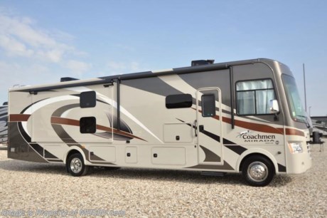 6/5/17 &lt;a href=&quot;http://www.mhsrv.com/coachmen-rv/&quot;&gt;&lt;img src=&quot;http://www.mhsrv.com/images/sold-coachmen.jpg&quot; width=&quot;383&quot; height=&quot;141&quot; border=&quot;0&quot;/&gt;&lt;/a&gt; 
MSRP $147,991 - New 2018 Coachmen Mirada Model 35BH. It measures approximately 36 feet 10 inches in length and features bunk beds, solid surface kitchen countertop, hardwood cabinet doors, frameless tinted windows, reclining/swivel pilot seats, solar privacy shades throughout, power windshield shade, 3 burner range with oven, double door refrigerator, glass door shower, Onan generator, power steps, pass-thru storage, power patio awning, 3 camera monitoring, power heated mirrors, rear ladder and much more. Options includes a power drop down bunk, overhead 32&quot; TV, (2) 15,000 BTU A/Cs with heat pumps, exterior entertainment center, the Travel Easy Roadside Assistance and the Stainless Steel Appliance Package. For additional coach information, brochure, window sticker, videos, photos, Mirada customer reviews &amp; testimonials please visit Motor Home Specialist at MHSRV .com or call 800-335-6054. At Motor Home Specialist we DO NOT charge any prep or orientation fees like you will find at other dealerships. All sale prices include a 200 point inspection, interior and exterior wash &amp; detail of vehicle, a thorough coach orientation with an MHS technician, an RV Starter&#39;s kit, a night stay in our delivery park featuring landscaped and covered pads with full hook-ups and much more. Free airport shuttle available with purchase for out-of-town buyers. WHY PAY MORE?... WHY SETTLE FOR LESS? 