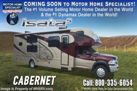 10-30-17 &lt;a href=&quot;http://www.mhsrv.com/other-rvs-for-sale/dynamax-rv/&quot;&gt;&lt;img src=&quot;http://www.mhsrv.com/images/sold-dynamax.jpg&quot; width=&quot;383&quot; height=&quot;141&quot; border=&quot;0&quot; /&gt;&lt;/a&gt;   
MSRP $185,446. The 2018 Dynamax Isata 5 Series model 36DSD Super C is approximately 36 feet 2 inches in length and is backed by Dynamax’s industry-leading Two-Year Coach Warranty. Features include 2 slides, ESC suspension &amp; stability, fiberglass roof, leatherette reclining captains chairs, remote key-less entry, front cab over loft area, roller shades, full extension drawer guides, LED TV in living area, residential refrigerator, convection microwave oven, solid surface kitchen counter, inverter, automatic generator start, exterior shower and tank-less on-demand water heater. Optional features includes the beautiful full body paint, 8KW Onan diesel generator, T4 in-motion satellite dish and solar panels. The Isata 5 Series is powered by the Ram&#174; 5500 SLT Chassis, 6.7L I6 Cummins&#174; Turbo Diesel 325HP engine, 6-Speed automatic transmission and features a 10,000 lb. hitch. For 2 year limited warranty details contact Dynamax or a MHSRV representative. For more complete details on this unit and our entire inventory including brochures, window sticker, videos, photos, reviews &amp; testimonials as well as additional information about Motor Home Specialist and our manufacturers please visit us at MHSRV.com or call 800-335-6054. At Motor Home Specialist, we DO NOT charge any prep or orientation fees like you will find at other dealerships. All sale prices include a 200-point inspection, interior &amp; exterior wash, detail service and a fully automated high-pressure rain booth test and coach wash that is a standout service unlike that of any other in the industry. You will also receive a thorough coach orientation with an MHSRV technician, an RV Starter&#39;s kit, a night stay in our delivery park featuring landscaped and covered pads with full hook-ups and much more! Read Thousands upon Thousands of 5-Star Reviews at MHSRV.com and See What They Had to Say About Their Experience at Motor Home Specialist. WHY PAY MORE?... WHY SETTLE FOR LESS?
