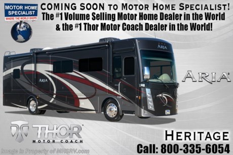 4/19/17 &lt;a href=&quot;http://www.mhsrv.com/thor-motor-coach/&quot;&gt;&lt;img src=&quot;http://www.mhsrv.com/images/sold-thor.jpg&quot; width=&quot;383&quot; height=&quot;141&quot; border=&quot;0&quot;/&gt;&lt;/a&gt; Buy This Unit Now During the World&#39;s RV Show. Online Show Price Available at MHSRV .com Now through April 22nd, 2017 or Call 800-335-6054. Visit MHSRV.com or Call 800-335-6054 for Upfront &amp; Every Day Low Sale Price! Family Owned &amp; Operated and the #1 Volume Selling Motor Home Dealer in the World as well as the #1 Thor Motor Coach Dealer in the World. MSRP $284,739. The All New 2017 Thor Motor Coach Aria Diesel Pusher. Model 3901 Bath &amp; 1/2. This RV is approximately 39 feet 11 inches in length and features (3) slide-out rooms, bath &amp; 1/2, king size bed, large LED HDTV over the fireplace, stainless steel residential refrigerator, solid surface counter tops, stack washer/dryer and (2) ducted 15,000 BTU A/Cs with heat pumps. Options include the beautiful full body paint exterior and a power drop down loft in the cockpit overhead. The Aria is powered by a Cummins 360HP diesel engine, Freightliner XC-R raised rail chassis Allison automatic transmission Air-Ride suspension and automatic leveling jacks with touch pad controls. For additional coach information, brochures, window sticker, videos, photos, Thor Motor Coach reviews, testimonials as well as additional information about Motor Home Specialist and our manufacturers please visit us at MHSRV .com or call 800-335-6054. At Motor Home Specialist we DO NOT charge any prep or orientation fees like you will find at other dealerships. All sale prices include a 200 point inspection, interior &amp; exterior wash, detail and the only dealer performed fully automated and high pressure rain booth test in the industry. You will also receive a thorough coach orientation with an MHSRV technician, an RV Starter&#39;s kit, a night stay in our delivery park featuring landscaped and covered pads with full hook-ups and much more! Read From Thousands of Testimonials at MHSRV .com and See What They Had to Say About Their Experience at Motor Home Specialist. WHY PAY MORE?... WHY SETTLE FOR LESS?