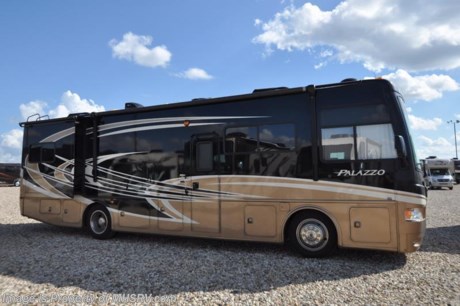 /TX 12/13/16 &lt;a href=&quot;http://www.mhsrv.com/thor-motor-coach/&quot;&gt;&lt;img src=&quot;http://www.mhsrv.com/images/sold-thor.jpg&quot; width=&quot;383&quot; height=&quot;141&quot; border=&quot;0&quot;/&gt;&lt;/a&gt;   Used Thor Motor Coach RV for Sale- 2013 Thor Motor Coach Palazzo 33.3 with 2 slides and 25,905 miles. This RV features a Cummins 300HP engine, Freightliner chassis, power privacy shade, power mirrors with heat, 6KW Onan generator, power patio awning, gas/electric water heater, pass-thru storage with side swing baggage doors, half length slide-out cargo tray, exterior shower, 10K lb. hitch, automatic leveling, 3 camera monitoring system, exterior entertainment center, inverter, booth converts to sleeper, dual pane windows, solid surface counters, all in 1 bath, glass door shower, cab over loft, 2 ducted A/Cs and much more. For additional information and photos please visit Motor Home Specialist at www.MHSRV.com or call 800-335-6054.