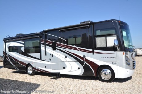 6-12-17 &lt;a href=&quot;http://www.mhsrv.com/thor-motor-coach/&quot;&gt;&lt;img src=&quot;http://www.mhsrv.com/images/sold-thor.jpg&quot; width=&quot;383&quot; height=&quot;141&quot; border=&quot;0&quot;/&gt;&lt;/a&gt; 
MSRP $188,604. This luxury RV measures approximately 38 feet 1 inch in length and features (3) slide-out rooms, king bed, dinette, fireplace, a 40&quot; LED TV, frameless windows, exterior speakers, LED lighting, beautiful decor, residential refrigerator, inverter and bedroom TV. Optional equipment includes the beautiful full body paint exterior, leatherette theater seating, frameless dual pane windows and a 3-burner range with oven. The all new 2017 Thor Motor Coach Challenger also features one of the most impressive lists of standard equipment in the RV industry including a Ford Triton V-10 engine, 22-Series ford chassis with aluminum wheels, fully automatic hydraulic leveling system, electric overhead Hide-Away Loft, electric patio awning with LED lighting, side hinged baggage doors, exterior entertainment center, day/night shades, solid surface kitchen counter, dual roof A/C units, Onan generator, water heater, heated and enclosed holding tanks and the RAPID CAMP remote system. Rapid Camp allows you to operate your slide-out room, generator, leveling jacks when applicable, power awning, selective lighting and more all from a touchscreen remote control. A few new features for 2017 include your choice of two beautiful high gloss glazed wood packages, 22 cf. residential refrigerator, roller shades in the cab area, 32 inch TVs in the bedroom, new solid surface kitchen counter and much more. For additional information, brochures, and videos please visit Motor Home Specialist at MHSRV .com or Call 800-335-6054. At Motor Home Specialist we DO NOT charge any prep or orientation fees like you will find at other dealerships. All sale prices include a 200 point inspection, interior &amp; exterior wash, detail service and the only dealer performed and fully automated high pressure rain booth test in the industry. You will also receive a thorough coach orientation with an MHSRV technician, an RV Starter&#39;s kit, a night stay in our delivery park featuring landscaped and covered pads with full hook-ups and much more! Read From Thousands of Testimonials at MHSRV.com and See What They Had to Say About Their Experience at Motor Home Specialist. WHY PAY MORE?... WHY SETTLE FOR LESS?