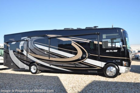 11-13-17 &lt;a href=&quot;http://www.mhsrv.com/thor-motor-coach/&quot;&gt;&lt;img src=&quot;http://www.mhsrv.com/images/sold-thor.jpg&quot; width=&quot;383&quot; height=&quot;141&quot; border=&quot;0&quot; /&gt;&lt;/a&gt;      MSRP $197,101. New 2018 Thor Motor Coach Outlaw Toy Hauler model 37RB is approximately 38 feet 9 inches in length with 2 slide-out rooms, Ford 26-Series chassis with Triton V-10 engine, frameless windows, high polished aluminum wheels, residential refrigerator, electric rear patio awning, , bug screen curtain in the garage, roller shades on the driver &amp; passenger windows, as well as drop down ramp door with spring assist &amp; railing for patio use.  Options include the beautiful full body exterior, 2 opposing leatherette sofas in the garage and frameless dual pane windows. The Outlaw toy hauler RV has an incredible list of standard features including beautiful wood &amp; interior decor packages,  auxiliary fuel filling station with separate tank, performance headlights, &quot;Anti-Gravity&quot; rear ramp doors with key activated release, Morryde Snap-In patio rail system, LED TVs including an exterior entertainment center, (3) A/C units, Bluetooth enable coach radio system with exterior speakers, power patio awing with integrated LED lighting, dual side entrance doors, 1-piece windshield, a 5500 Onan generator, 3 camera monitoring system, automatic leveling system, Soft Touch leather furniture, day/night shades and much more. For more complete details on this unit and our entire inventory including brochures, window sticker, videos, photos, reviews &amp; testimonials as well as additional information about Motor Home Specialist and our manufacturers please visit us at MHSRV.com or call 800-335-6054. At Motor Home Specialist, we DO NOT charge any prep or orientation fees like you will find at other dealerships. All sale prices include a 200-point inspection, interior &amp; exterior wash, detail service and a fully automated high-pressure rain booth test and coach wash that is a standout service unlike that of any other in the industry. You will also receive a thorough coach orientation with an MHSRV technician, an RV Starter&#39;s kit, a night stay in our delivery park featuring landscaped and covered pads with full hook-ups and much more! Read Thousands upon Thousands of 5-Star Reviews at MHSRV.com and See What They Had to Say About Their Experience at Motor Home Specialist. WHY PAY MORE?... WHY SETTLE FOR LESS?