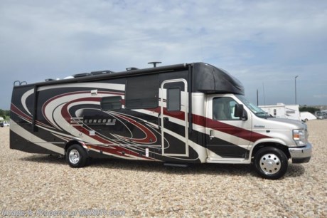 
MSRP $136,348. New 2018 Coachmen Concord 300DS Banner Edition with 2 slide-out rooms is approximately 32 feet 9 inches in length and includes both the Banner Edition &amp; Luxury package which features LED interior &amp; exterior lighting, Onan generator, TV &amp; DVD player, Air Assist suspension, wood grain dash applique, back up camera with monitor, power awning, solar ready, power tower, heated &amp; remote exterior mirrors, hgitch, spare tire, exterior entertainment center, dual batteries, side view cameras, 15K BTU A/C with heat pump, heated tanks and more. Additional options include the Ultra Leather option, bedroom TV &amp; DVD player, GPS, King tailgater automatic satellite system, removable coach carpet, driver &amp; passenger swivel seat, cockpit folding table, bedroom power vent, fireplace, exterior windshield cover, hydraulic leveling jacks and aluminum rims. The Coachmen Concord also has an incredible list of standard features that set this RV apart from any other in its class including a spare tire, rear ladder, black water tank flush, 3-burner range, refrigerator, day/night shades, dual safety airbags, power windows, power locks, glass door shower, skylight, living room vent and much more. For more complete details on this unit and our entire inventory including brochures, window sticker, videos, photos, reviews &amp; testimonials as well as additional information about Motor Home Specialist and our manufacturers please visit us at MHSRV.com or call 800-335-6054. At Motor Home Specialist, we DO NOT charge any prep or orientation fees like you will find at other dealerships. All sale prices include a 200-point inspection, interior &amp; exterior wash, detail service and a fully automated high-pressure rain booth test and coach wash that is a standout service unlike that of any other in the industry. You will also receive a thorough coach orientation with an MHSRV technician, an RV Starter&#39;s kit, a night stay in our delivery park featuring landscaped and covered pads with full hook-ups and much more! Read Thousands upon Thousands of 5-Star Reviews at MHSRV.com and See What They Had to Say About Their Experience at Motor Home Specialist. WHY PAY MORE?... WHY SETTLE FOR LESS?