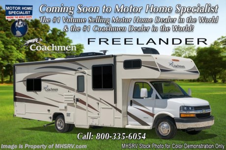 6-19-17 &lt;a href=&quot;http://www.mhsrv.com/coachmen-rv/&quot;&gt;&lt;img src=&quot;http://www.mhsrv.com/images/sold-coachmen.jpg&quot; width=&quot;383&quot; height=&quot;141&quot; border=&quot;0&quot;/&gt;&lt;/a&gt; MSRP $98,849. The All New 2018 Coachmen Freelander Model 28BH is the first class C motor home in the industry to include the salon style drop down bunk option! This feature provides the extra sleeping area that a family needs while not taking up storage or seating when not in use providing the maximum amount of utility and comfort for every situation.  This amazing RV measures approximately 28 feet 5 inches in length with 2 slides, Ford chassis, Ford V-10 engine and a cab over loft. This beautiful class C RV includes Coachmen&#39;s Lead Dog Package featuring tinted windows, 3 burner range with oven, stainless steel wheel inserts, back-up camera, power awning, LED exterior &amp; interior lighting, solar ready, rear ladder, slide-out awnings (when applicable), hitch &amp; wire, glass door shower, Onan generator, roller bearing drawer glides, Azdel Composite sidewall, Thermo-foil counter-tops and Travel easy roadside assistance.  Additional options include a coach TV &amp; DVD player, exterior entertainment center, upgraded foldable mattress, driver &amp; passenger swivel seats, power vent, cockpit folding table, child safety net, exterior camp kitchen table, air assist suspension, upgraded A/C with heat pump, exterior windshield cover, heated tank pads and a spare tire.  For more complete details on this unit including brochures, window sticker, videos, photos, reviews &amp; testimonials as well as additional information about Motor Home Specialist and our manufacturers please visit us at MHSRV .com or call 800-335-6054. At Motor Home Specialist we DO NOT charge any prep or orientation fees like you will find at other dealerships. All sale prices include a 200 point inspection, interior &amp; exterior wash, detail service and the only dealer performed and fully automated high pressure rain booth test in the industry. You will also receive a thorough coach orientation with an MHSRV technician, an RV Starter&#39;s kit, a night stay in our delivery park featuring landscaped and covered pads with full hook-ups and much more! Read Thousands of Testimonials at MHSRV.com and See What They Had to Say About Their Experience at Motor Home Specialist. WHY PAY MORE?... WHY SETTLE FOR LESS?