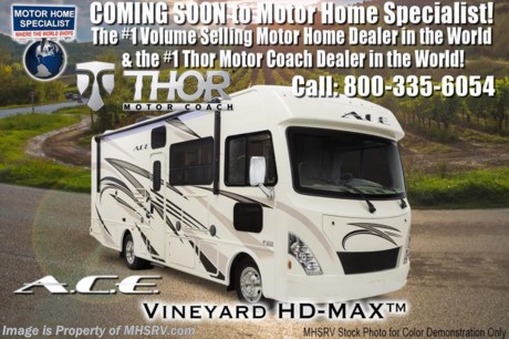 9-25-17 &lt;a href=&quot;http://www.mhsrv.com/thor-motor-coach/&quot;&gt;&lt;img src=&quot;http://www.mhsrv.com/images/sold-thor.jpg&quot; width=&quot;383&quot; height=&quot;141&quot; border=&quot;0&quot; /&gt;&lt;/a&gt; Visit MHSRV.com or Call 800-335-6054 for Sale Pricing on New Arrival 2018 Models and Blow-Out Sale Prices on All Remaining 2017&#39;s! Over $135 Million Dollars in Inventory. Fifteen Major Manufacturers Available. RVs from $19,999 to Over $2 Million and Every Price Point in between. No Games. No Gimmicks. Just Upfront &amp; Every Day Low Sale Prices &amp; Exceptional Service. Why Pay More? Why Settle For Less?
MSRP $126,143. New 2018 Thor Motor Coach A.C.E. Model 30.3 is approximately 31 feet in length featuring a 2 slides, modern decor updates, Ford V-10 engine, hydraulic leveling jacks, LED running &amp; marker lights and the beautiful HD-Max exterior. The A.C.E. is the class A &amp; C Evolution. It Combines many of the most popular features of a class A motor home and a class C motor home to make something truly unique to the RV industry. Options include the dual A/C, 5.5KW generator and 50-amp service. The A.C.E. also features frameless windows, drop down overhead loft, bedroom TV, exterior entertainment center, attic fans, black tank flush, second auxiliary battery, power side mirrors with integrated side view cameras, a mud-room, roof ladder, generator, electric patio awning with integrated LED lights, AM/FM/CD, stainless steel wheel liners, hitch, valve stem extenders, refrigerator, microwave, water heater, one-piece windshield with &quot;20/20 vision&quot; front cap that helps eliminate heat and sunlight from getting into the drivers vision, cockpit mirrors, slide-out workstation in the dash, floor level cockpit window for better visibility while turning and a &quot;below floor&quot; furnace and water heater helping keep the noise to an absolute minimum and the exhaust away from the kids and pets.  For more complete details on this unit including brochures, window sticker, videos, photos, reviews &amp; testimonials as well as additional information about Motor Home Specialist and our manufacturers please visit us at MHSRV.com or call 800-335-6054. At Motor Home Specialist we DO NOT charge any prep or orientation fees like you will find at other dealerships. All sale prices include a 200 point inspection, interior &amp; exterior wash, detail service and the only dealer performed and fully automated high pressure rain booth test in the industry. You will also receive a thorough coach orientation with an MHSRV technician, an RV Starter&#39;s kit, a night stay in our delivery park featuring landscaped and covered pads with full hook-ups and much more! Read Thousands of Testimonials at MHSRV.com and See What They Had to Say About Their Experience at Motor Home Specialist. WHY PAY MORE?... WHY SETTLE FOR LESS?
