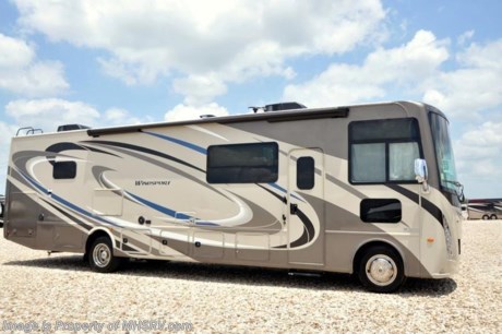 8-7-17 &lt;a href=&quot;http://www.mhsrv.com/thor-motor-coach/&quot;&gt;&lt;img src=&quot;http://www.mhsrv.com/images/sold-thor.jpg&quot; width=&quot;383&quot; height=&quot;141&quot; border=&quot;0&quot; /&gt;&lt;/a&gt; Over $135 Million Dollars in Inventory. Fifteen Major Manufacturers Available. RVs from $19,999 to Over $2 Million and Every Price Point in between. No Games. No Gimmicks. Just Upfront &amp; Every Day Low Sale Prices &amp; Exceptional Service. Why Pay More? Why Settle for Less?
MSRP $141,375. New 2018 Thor Motor Coach Windsport 34P is approximately 36 feet in length with 2 slides, king size bed, exterior TV, Ford Triton V-10 engine and automatic leveling jacks. New features for 2018 include updated d&#233;cor, thicker solid surface counters, raised bathroom vanity, flush covered glass stove top, LED running &amp; marker lights, pre-wired for solar charging, power driver seat and more. Optional equipment includes the beautiful partial paint HD-Max high gloss exterior. The Thor Motor Coach Windsport RV also features a tinted one piece windshield, heated and enclosed underbelly, black tank flush, LED ceiling lighting, bedroom TV, power overhead loft, frameless windows, power patio awning with LED lighting, night shades, kitchen backsplash, refrigerator, microwave and much more. For more complete details on this unit including brochures, window sticker, videos, photos, reviews &amp; testimonials as well as additional information about Motor Home Specialist and our manufacturers please visit us at MHSRV.com or call 800-335-6054. At Motor Home Specialist we DO NOT charge any prep or orientation fees like you will find at other dealerships. All sale prices include a 200 point inspection, interior &amp; exterior wash, detail service and the only dealer performed and fully automated high pressure rain booth test in the industry. You will also receive a thorough coach orientation with an MHSRV technician, an RV Starter&#39;s kit, a night stay in our delivery park featuring landscaped and covered pads with full hook-ups and much more! Read Thousands of Testimonials at MHSRV.com and See What They Had to Say About Their Experience at Motor Home Specialist. WHY PAY MORE?... WHY SETTLE FOR LESS?