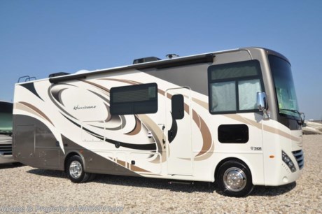 7-2-18 &lt;a href=&quot;http://www.mhsrv.com/thor-motor-coach/&quot;&gt;&lt;img src=&quot;http://www.mhsrv.com/images/sold-thor.jpg&quot; width=&quot;383&quot; height=&quot;141&quot; border=&quot;0&quot;&gt;&lt;/a&gt;  
MSRP $135,263. New 2018 Thor Motor Coach Hurricane 29M is approximately 30 feet 8 inches in length with a full wall slide, king bed, exterior TV, Ford Triton V-10 engine and automatic leveling jacks. New features for 2018 include updated d&#233;cor, thicker solid surface counters, raised bathroom vanity, flush covered glass stove top, LED running &amp; marker lights, pre-wired for solar charging, power driver seat and more. Optional equipment includes the beautiful partial paint HD-Max high gloss exterior, dual A/C, 50-amp service and 5.5KW generator. The Thor Motor Coach Hurricane RV also features a tinted one piece windshield, heated and enclosed underbelly, black tank flush, LED ceiling lighting, bedroom TV, power overhead loft, frameless windows, power patio awning with LED lighting, night shades, kitchen backsplash, refrigerator, microwave and much more. For more complete details on this unit and our entire inventory including brochures, window sticker, videos, photos, reviews &amp; testimonials as well as additional information about Motor Home Specialist and our manufacturers please visit us at MHSRV.com or call 800-335-6054. At Motor Home Specialist, we DO NOT charge any prep or orientation fees like you will find at other dealerships. All sale prices include a 200-point inspection, interior &amp; exterior wash, detail service and a fully automated high-pressure rain booth test and coach wash that is a standout service unlike that of any other in the industry. You will also receive a thorough coach orientation with an MHSRV technician, an RV Starter&#39;s kit, a night stay in our delivery park featuring landscaped and covered pads with full hook-ups and much more! Read Thousands upon Thousands of 5-Star Reviews at MHSRV.com and See What They Had to Say About Their Experience at Motor Home Specialist. WHY PAY MORE?... WHY SETTLE FOR LESS?