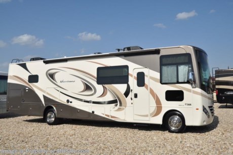 /OK 10-17-117 &lt;a href=&quot;http://www.mhsrv.com/thor-motor-coach/&quot;&gt;&lt;img src=&quot;http://www.mhsrv.com/images/sold-thor.jpg&quot; width=&quot;383&quot; height=&quot;141&quot; border=&quot;0&quot; /&gt;&lt;/a&gt; 
MSRP $141,375. New 2018 Thor Motor Coach Hurricane 34P is approximately 36 feet in length with 2 slides, king size bed, exterior TV, Ford Triton V-10 engine and automatic leveling jacks. New features for 2018 include updated d&#233;cor, thicker solid surface counters, raised bathroom vanity, flush covered glass stove top, LED running &amp; marker lights, pre-wired for solar charging, power driver seat and more. Optional equipment includes the beautiful partial paint HD-Max high gloss exterior. The Thor Motor Coach Hurricane RV also features a tinted one piece windshield, heated and enclosed underbelly, black tank flush, LED ceiling lighting, bedroom TV, power overhead loft, frameless windows, power patio awning with LED lighting, night shades, kitchen backsplash, refrigerator, microwave and much more. For more complete details on this unit including brochures, window sticker, videos, photos, reviews &amp; testimonials as well as additional information about Motor Home Specialist and our manufacturers please visit us at MHSRV.com or call 800-335-6054. At Motor Home Specialist we DO NOT charge any prep or orientation fees like you will find at other dealerships. All sale prices include a 200 point inspection, interior &amp; exterior wash, detail service and the only dealer performed and fully automated high pressure rain booth test in the industry. You will also receive a thorough coach orientation with an MHSRV technician, an RV Starter&#39;s kit, a night stay in our delivery park featuring landscaped and covered pads with full hook-ups and much more! Read Thousands of Testimonials at MHSRV.com and See What They Had to Say About Their Experience at Motor Home Specialist. WHY PAY MORE?... WHY SETTLE FOR LESS?