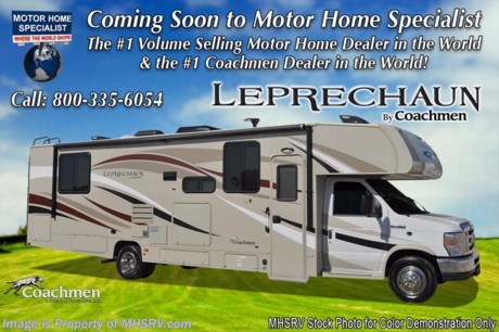 7/3/17 &lt;a href=&quot;http://www.mhsrv.com/coachmen-rv/&quot;&gt;&lt;img src=&quot;http://www.mhsrv.com/images/sold-coachmen.jpg&quot; width=&quot;383&quot; height=&quot;141&quot; border=&quot;0&quot;/&gt;&lt;/a&gt; 
MSRP $103,563. New 2018 Coachmen Leprechaun Model 260DS. This Luxury Class C RV measures approximately 27 feet 5 inches in length and is powered by a Ford Triton V-10 engine and E-450 Super Duty chassis. This beautiful RV includes the Leprechaun Banner Edition which features tinted windows, rear ladder, upgraded sofa, child safety net and ladder (N/A with front entertainment center), Bluetooth AM/FM/CD monitoring &amp; back up camera, power awning, LED exterior &amp; interior lighting, pop-up power tower, hitch &amp; wire, slide out awning, glass shower door, Onan generator, night shades, roller bearing drawer glides, Travel Easy Roadside Assistance &amp; Azdel composite sidewalls. Additional options include the navigation system, swing arm LCD TV, bedroom TV/DVD, exterior entertainment center, King Tailgater automatic satellite system, driver &amp; passenger swivel seat, cockpit folding table, molded fiberglass front cap with LED strip, exterior kitchen table, air assist suspension, upgraded A/C, exterior windshield cover and a spare tire. This amazing class C also features the Leprechaun Luxury package that includes side view cameras, driver &amp; passenger leatherette seat covers, heated &amp; remote mirrors, convection microwave, wood grain dash applique, water heater, dual coach batteries, power vent fan and heated tank pads. For additional coach information, brochures, window sticker, videos, photos, Leprechaun reviews, testimonials as well as additional information about Motor Home Specialist and our manufacturers&#39; please visit us at MHSRV .com or call 800-335-6054. At Motor Home Specialist we DO NOT charge any prep or orientation fees like you will find at other dealerships. All sale prices include a 200 point inspection, interior &amp; exterior wash, detail service and the only dealer performed and fully automated high pressure rain booth test in the industry. You will also receive a thorough coach orientation with an MHSRV technician, an RV Starter&#39;s kit, a night stay in our delivery park featuring landscaped and covered pads with full hook-ups and much more! Read From Thousands of Testimonials at MHSRV.com and See What They Had to Say About Their Experience at Motor Home Specialist. WHY PAY MORE?... WHY SETTLE FOR LESS?