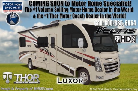 8-7-17 &lt;a href=&quot;http://www.mhsrv.com/thor-motor-coach/&quot;&gt;&lt;img src=&quot;http://www.mhsrv.com/images/sold-thor.jpg&quot; width=&quot;383&quot; height=&quot;141&quot; border=&quot;0&quot; /&gt;&lt;/a&gt; Over $135 Million Dollars in Inventory. Fifteen Major Manufacturers Available. RVs from $19,999 to Over $2 Million and Every Price Point in between. No Games. No Gimmicks. Just Upfront &amp; Every Day Low Sale Prices &amp; Exceptional Service. Why Pay More? Why Settle for Less?
MSRP $110,333. Thor Motor Coach has done it again with the world&#39;s first RUV! (Recreational Utility Vehicle) Check out the New 2018 Thor Motor Coach Vegas RUV Model 24.1 with slide-out room and two beds that convert to a large bed! The Vegas combines Style, Function, Affordability &amp; Innovation like no other RV available in the industry today! It is powered by a Ford Triton V-10 engine and is approximately 25 feet 6 inches in length. Taking superior drivability even one step further, the Vegas will also feature something normally only found in a high-end luxury diesel pusher motor coach... an Independent Front Suspension system! With a style all its own the Vegas will provide superior handling and fuel economy and appeal to couples &amp; family RVers as well. You will also find another full size power drop down loft above the cockpit, spacious living room and even pass-through exterior storage. Optional equipment includes the HD-Max colored sidewalls and holding tanks with heat pads. New features for 2018 include euro-style cabinet doors with soft close hidden hinges, numerous d&#233;cor updates, attic fan with vent cover mad standard, 15K BTU A/C, larger galley windows, 2 burner gas cooktop, below counter convection microwave, stainless steel galley sink, bathroom vanity heights raised, LED accent lighting throughout, roller shades, new front cap, armless awning, LED running lights and many more. You will also be pleased to find a host of feature appointments that include tinted and frameless windows, power patio awning with LED lights, living room TV, LED ceiling lights, Onan generator, water heater, power and heated mirrors with integrated side-view cameras, back-up camera, 8,000 lb. trailer hitch, spacious cockpit design with unparalleled visibility as well as a fold out map/laptop table and an additional cab table that can easily be stored when traveling.  For more complete details on this unit including brochures, window sticker, videos, photos, reviews &amp; testimonials as well as additional information about Motor Home Specialist and our manufacturers please visit us at MHSRV.com or call 800-335-6054. At Motor Home Specialist we DO NOT charge any prep or orientation fees like you will find at other dealerships. All sale prices include a 200 point inspection, interior &amp; exterior wash, detail service and the only dealer performed and fully automated high pressure rain booth test in the industry. You will also receive a thorough coach orientation with an MHSRV technician, an RV Starter&#39;s kit, a night stay in our delivery park featuring landscaped and covered pads with full hook-ups and much more! Read Thousands of Testimonials at MHSRV.com and See What They Had to Say About Their Experience at Motor Home Specialist. WHY PAY MORE?... WHY SETTLE FOR LESS?