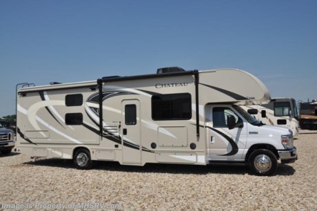 /sold 7/11/17    MSRP $108,699. The new 2018 Thor Motor Coach Chateau Class C RV 30D model is approximately 32 feet 2 inches in length with a Ford E-450 chassis, Ford V10 engine &amp; an 8,000-lb. trailer hitch. New features for 2018 include solar wiring prep, exterior lights on all storage compartments, interior step light into bedroom, lighted battery disconnect switch, stainless steel lav bowl, bathroom vanity height raised, new slide-out Fascia and more. Options include a bedroom TV, exterior TV, bunk TVs, convection microwave, 3 burner range with oven, leatherette sofa, leatherette booth dinette, child safety tether, attic fan, cabover child safety net, upgraded A/C, exterior shower, holding tanks with heat pads, second auxiliary battery, stainless steel wheel liners, keyless cab entry, valve stem extenders, electric stabilizing system, back up monitor with touch screen dash stereo, heated remote exterior mirrors with side cameras, leatherette driver/passenger seats, cockpit carpet mat and dash applique. The Chateau RV has an incredible list of standard features including power windows and locks, power patio awning with integrated LED lighting, roof ladder, in-dash media center w/DVD/CD/AM/FM &amp; Bluetooth, power vent in bath, skylight above shower, Onan generator, cab A/C and an auxiliary battery (2 aux. batteries on 31 W model). For more complete details on this unit including brochures, window sticker, videos, photos, reviews &amp; testimonials as well as additional information about Motor Home Specialist and our manufacturers please visit us at MHSRV.com or call 800-335-6054. At Motor Home Specialist we DO NOT charge any prep or orientation fees like you will find at other dealerships. All sale prices include a 200 point inspection, interior &amp; exterior wash, detail service and the only dealer performed and fully automated high pressure rain booth test in the industry. You will also receive a thorough coach orientation with an MHSRV technician, an RV Starter&#39;s kit, a night stay in our delivery park featuring landscaped and covered pads with full hook-ups and much more! Read Thousands of Testimonials at MHSRV.com and See What They Had to Say About Their Experience at Motor Home Specialist. WHY PAY MORE?... WHY SETTLE FOR LESS?