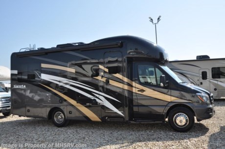 4-20-18 &lt;a href=&quot;http://www.mhsrv.com/thor-motor-coach/&quot;&gt;&lt;img src=&quot;http://www.mhsrv.com/images/sold-thor.jpg&quot; width=&quot;383&quot; height=&quot;141&quot; border=&quot;0&quot;&gt;&lt;/a&gt;  MSRP $144,310. New 2018 Thor Motor Coach Four Winds Siesta Sprinter Diesel model 24ST is approximately 26 feet in length with two beds that can convert into a king size bed, slide-out room, Mercedes Benz 3500 chassis and a Mercedes V-6 diesel engine. New features for 2018 include a leather steering wheel with audio buttons, armless awning with light bar, Firefly Integrations Multiplex wiring control system, lighted battery disconnect switch, induction cooktop, kitchen countertop extension, exterior lights to all storage compartments and many more. This amazing sprinter diesel also features the Summit Package option which includes a touch screen dash radio with Bluetooth, navigation, Sirius as well as Winegard Connect +4G, sound system with sub, Mobile Eye Lane Assist, side view cameras, upgraded cockpit window shades and a 100w solar panel. Additional optional equipment includes the beautiful full body paint, leatherette theater seats, attic fan in bedroom, upgraded A/C with heat pump, 3.2KW diesel generator, second auxiliary battery and an electric stabilizing system. The new Four Winds Siesta Sprinter also features power windows &amp; locks, keyless entry, power vent, back up camera, 3-point seat belts, driver &amp; passenger airbags, heated remote side mirrors, fiberglass running boards, hitch, roof ladder, outside shower, electric step &amp; much more. For more complete details on this unit and our entire inventory including brochures, window sticker, videos, photos, reviews &amp; testimonials as well as additional information about Motor Home Specialist and our manufacturers please visit us at MHSRV.com or call 800-335-6054. At Motor Home Specialist, we DO NOT charge any prep or orientation fees like you will find at other dealerships. All sale prices include a 200-point inspection, interior &amp; exterior wash, detail service and a fully automated high-pressure rain booth test and coach wash that is a standout service unlike that of any other in the industry. You will also receive a thorough coach orientation with an MHSRV technician, an RV Starter&#39;s kit, a night stay in our delivery park featuring landscaped and covered pads with full hook-ups and much more! Read Thousands upon Thousands of 5-Star Reviews at MHSRV.com and See What They Had to Say About Their Experience at Motor Home Specialist. WHY PAY MORE?... WHY SETTLE FOR LESS?