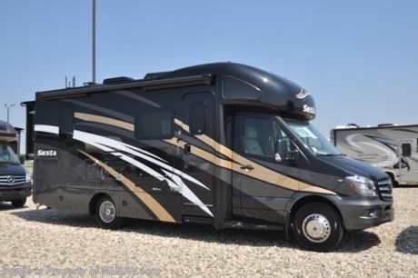 4-30-18 &lt;a href=&quot;http://www.mhsrv.com/thor-motor-coach/&quot;&gt;&lt;img src=&quot;http://www.mhsrv.com/images/sold-thor.jpg&quot; width=&quot;383&quot; height=&quot;141&quot; border=&quot;0&quot;&gt;&lt;/a&gt;  MSRP $146,462. New 2018 Thor Motor Coach Four Winds Siesta Sprinter Diesel model 24SR is approximately 25 feet 7 inch in length with 2 slide-out rooms, Mercedes Benz 3500 chassis and a Mercedes V-6 diesel engine. New features for 2018 include a leather steering wheel with audio buttons, armless awning with light bar, Firefly Integrations Multiplex wiring control system, lighted battery disconnect switch, induction cooktop, kitchen countertop extension, exterior lights to all storage compartments and many more. This amazing sprinter diesel also features the Summit Package option which includes a touch screen dash radio with Bluetooth, navigation, Sirius as well as Winegard Connect +4G, sound system with sub, Mobile Eye Lane Assist, side view cameras, upgraded cockpit window shades and a 100w solar panel. Additional optional equipment includes the beautiful full body paint, attic fan in bedroom, A/C with heat pump, 3.2KW diesel generator, second auxiliary battery and electric stabilizing system. The new Four Winds Siesta also features power windows &amp; locks, keyless entry, power vent, back up camera, 3-point seat belts, driver &amp; passenger airbags, heated remote side mirrors, fiberglass running boards, hitch, roof ladder, outside shower, electric step &amp; much more. For more complete details on this unit and our entire inventory including brochures, window sticker, videos, photos, reviews &amp; testimonials as well as additional information about Motor Home Specialist and our manufacturers please visit us at MHSRV.com or call 800-335-6054. At Motor Home Specialist, we DO NOT charge any prep or orientation fees like you will find at other dealerships. All sale prices include a 200-point inspection, interior &amp; exterior wash, detail service and a fully automated high-pressure rain booth test and coach wash that is a standout service unlike that of any other in the industry. You will also receive a thorough coach orientation with an MHSRV technician, an RV Starter&#39;s kit, a night stay in our delivery park featuring landscaped and covered pads with full hook-ups and much more! Read Thousands upon Thousands of 5-Star Reviews at MHSRV.com and See What They Had to Say About Their Experience at Motor Home Specialist. WHY PAY MORE?... WHY SETTLE FOR LESS?