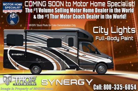 9-11-17 &lt;a href=&quot;http://www.mhsrv.com/thor-motor-coach/&quot;&gt;&lt;img src=&quot;http://www.mhsrv.com/images/sold-thor.jpg&quot; width=&quot;383&quot; height=&quot;141&quot; border=&quot;0&quot; /&gt;&lt;/a&gt;        MSRP $146,575. New 2018 Thor Motor Coach Synergy Sprinter Diesel Model RB24 measures approximately 26 feet in length &amp; features a slide-out room, twin beds that convert to a king bed and a cab-over loft. New features for 2018 include leather steering wheel with audio buttons, armless awning with light bar, Firefly Integrations Multiplex wiring control system, lighted battery disconnect switch, new sofa designs, induction cooktop, kitchen countertop extension and exterior lights to all storage compartments. This amazing RV also features the optional Summit Package which includes a 100w solar panel, upgraded cockpit window shades, side view cameras, Mobile eye Lane Assist, sound system with subwoofer, Winegard Connect +4G, as well as a touch screen dash radio with Bluetooth, navigation and Sirius radio. Additional optional equipment includes the beautiful full body paint exterior, diesel generator, attic fan, low profile A/C with heat pump, holding tanks with heat pads, second auxiliary battery and electric stabilizing system. The new Synergy Sprinter features a bedroom TV, exterior TV, hitch, side-hinged slam compartment doors, exterior shower, back up monitor, deluxe heated remote exterior mirrors, swivel captain&#39;s chairs, keyless entry system, roller shades, full extension metal ball-bearing drawer guides, convection microwave, solid surface kitchen counter top &amp; much more. For more complete details on this unit including brochures, window sticker, videos, photos, reviews &amp; testimonials as well as additional information about Motor Home Specialist and our manufacturers please visit us at MHSRV.com or call 800-335-6054. At Motor Home Specialist, we DO NOT charge any prep or orientation fees like you will find at other dealerships. All sale prices include a 200-point inspection, interior &amp; exterior wash, detail service and the only dealer performed and fully automated high pressure rain booth test in the industry. You will also receive a thorough coach orientation with an MHSRV technician, an RV Starter&#39;s kit, a night stay in our delivery park featuring landscaped and covered pads with full hook-ups and much more! Read Thousands of Testimonials at MHSRV.com and See What They Had to Say About Their Experience at Motor Home Specialist. WHY PAY MORE?... WHY SETTLE FOR LESS?