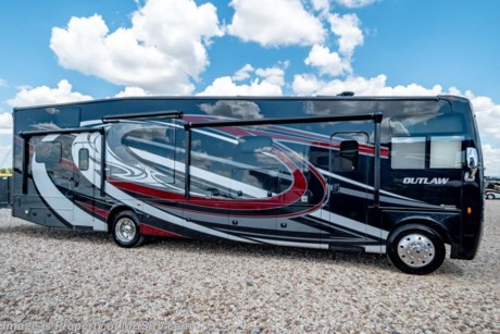 9-18-18 &lt;a href=&quot;http://www.mhsrv.com/thor-motor-coach/&quot;&gt;&lt;img src=&quot;http://www.mhsrv.com/images/sold-thor.jpg&quot; width=&quot;383&quot; height=&quot;141&quot; border=&quot;0&quot;&gt;&lt;/a&gt;  MSRP $207,676.  New 2019 Thor Motor Coach Outlaw Toy Hauler model 37RB is approximately 38 feet 9 inches in length with 2 slide-out rooms, Ford 26-Series chassis with Triton V-10 engine, frameless windows, high polished aluminum wheels, residential refrigerator, electric rear patio awning, bug screen curtain in the garage, roller shades on the driver &amp; passenger windows, as well as drop down ramp door with spring assist &amp; railing for patio use. New features for 2019 include new exterior graphics, updated d&#233;cor stylings, a power driver chair, wi-fi extender, solar charge controller, front cap with chrome light bezels &amp; accent lighting, clear front mask paint protection, 360 Siphon Vent cap, upgraded exterior entertainment center with a sound bar and a tankless water heater system. Options include the beautiful full body exterior, 2 opposing leatherette sofas in the garage and frameless dual pane windows. The Outlaw toy hauler RV has an incredible list of standard features including beautiful wood &amp; interior decor packages, LED TVs, (3) A/C units, power patio awing with integrated LED lighting, dual side entrance doors, 1-piece windshield, a 5500 Onan generator, 3 camera monitoring system, automatic leveling system, Soft Touch leather furniture, day/night shades and much more. For more complete details on this unit and our entire inventory including brochures, window sticker, videos, photos, reviews &amp; testimonials as well as additional information about Motor Home Specialist and our manufacturers please visit us at MHSRV.com or call 800-335-6054. At Motor Home Specialist, we DO NOT charge any prep or orientation fees like you will find at other dealerships. All sale prices include a 200-point inspection, interior &amp; exterior wash, detail service and a fully automated high-pressure rain booth test and coach wash that is a standout service unlike that of any other in the industry. You will also receive a thorough coach orientation with an MHSRV technician, an RV Starter&#39;s kit, a night stay in our delivery park featuring landscaped and covered pads with full hook-ups and much more! Read Thousands upon Thousands of 5-Star Reviews at MHSRV.com and See What They Had to Say About Their Experience at Motor Home Specialist. WHY PAY MORE?... WHY SETTLE FOR LESS?