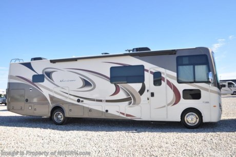 10-1-18 &lt;a href=&quot;http://www.mhsrv.com/thor-motor-coach/&quot;&gt;&lt;img src=&quot;http://www.mhsrv.com/images/sold-thor.jpg&quot; width=&quot;383&quot; height=&quot;141&quot; border=&quot;0&quot;&gt;&lt;/a&gt;  
MSRP $144,525. New 2018 Thor Motor Coach Hurricane 34P is approximately 36 feet in length with 2 slides, king size bed, exterior TV, Ford Triton V-10 engine and automatic leveling jacks. New features for 2018 include the beautiful partial paint HD-Max high gloss exterior, updated d&#233;cor, thicker solid surface counters, raised bathroom vanity, flush covered glass stove top, LED running &amp; marker lights, pre-wired for solar charging, power driver seat and more. The Thor Motor Coach Hurricane RV also features a tinted one piece windshield, heated and enclosed underbelly, black tank flush, LED ceiling lighting, bedroom TV, power overhead loft, frameless windows, power patio awning with LED lighting, night shades, kitchen backsplash, refrigerator, microwave and much more. For more complete details on this unit including brochures, window sticker, videos, photos, reviews &amp; testimonials as well as additional information about Motor Home Specialist and our manufacturers please visit us at MHSRV.com or call 800-335-6054. At Motor Home Specialist we DO NOT charge any prep or orientation fees like you will find at other dealerships. All sale prices include a 200 point inspection, interior &amp; exterior wash, detail service and the only dealer performed and fully automated high pressure rain booth test in the industry. You will also receive a thorough coach orientation with an MHSRV technician, an RV Starter&#39;s kit, a night stay in our delivery park featuring landscaped and covered pads with full hook-ups and much more! Read Thousands of Testimonials at MHSRV.com and See What They Had to Say About Their Experience at Motor Home Specialist. WHY PAY MORE?... WHY SETTLE FOR LESS?